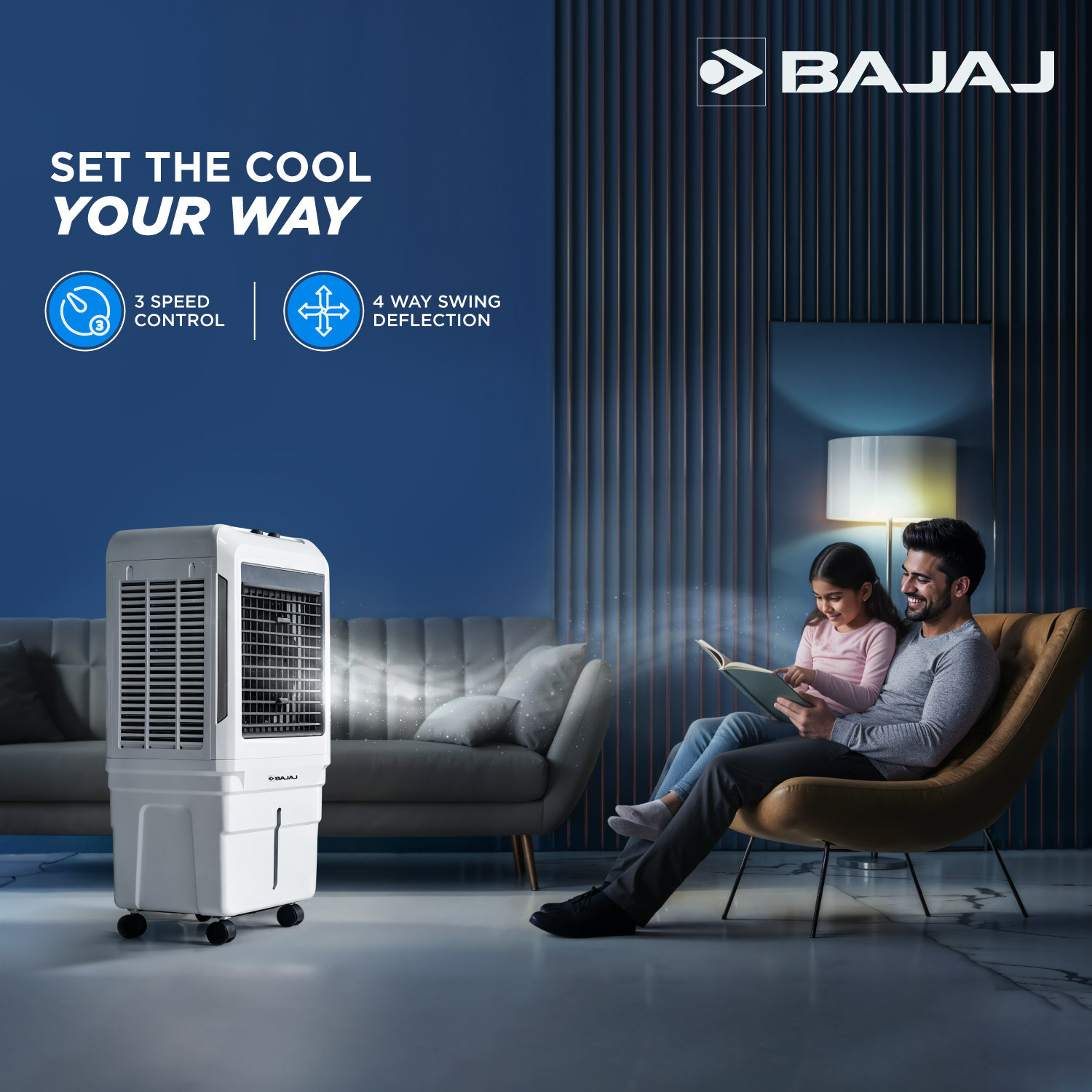Image of BAJAJ 85 L Desert Air Cooler High Air Delivery Turbo Fan Technology 3-Side Honeycomb Cooling Inverter Compatible