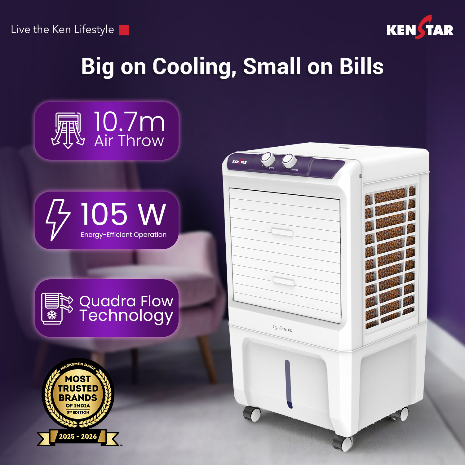 Image of Kenstar 60 L Room /Personal Air Cooler