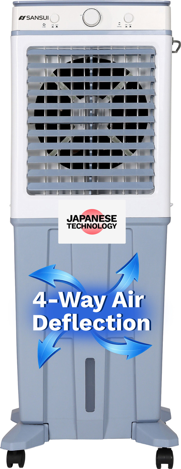 Image of Sansui 65 L Tower Air Cooler Water Level Display, High Grade HoneyComb Cooling Pads