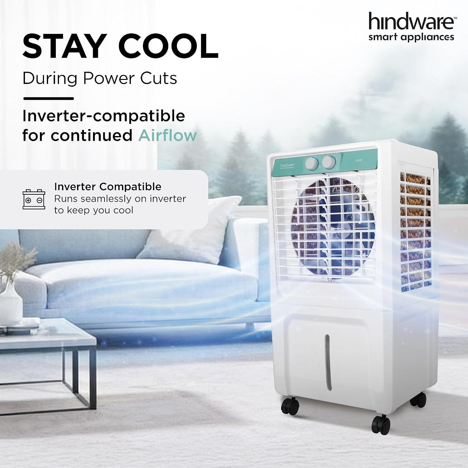 Image of Hindware 48 L Room /Personal Air Cooler (White & Teal, Xeno)