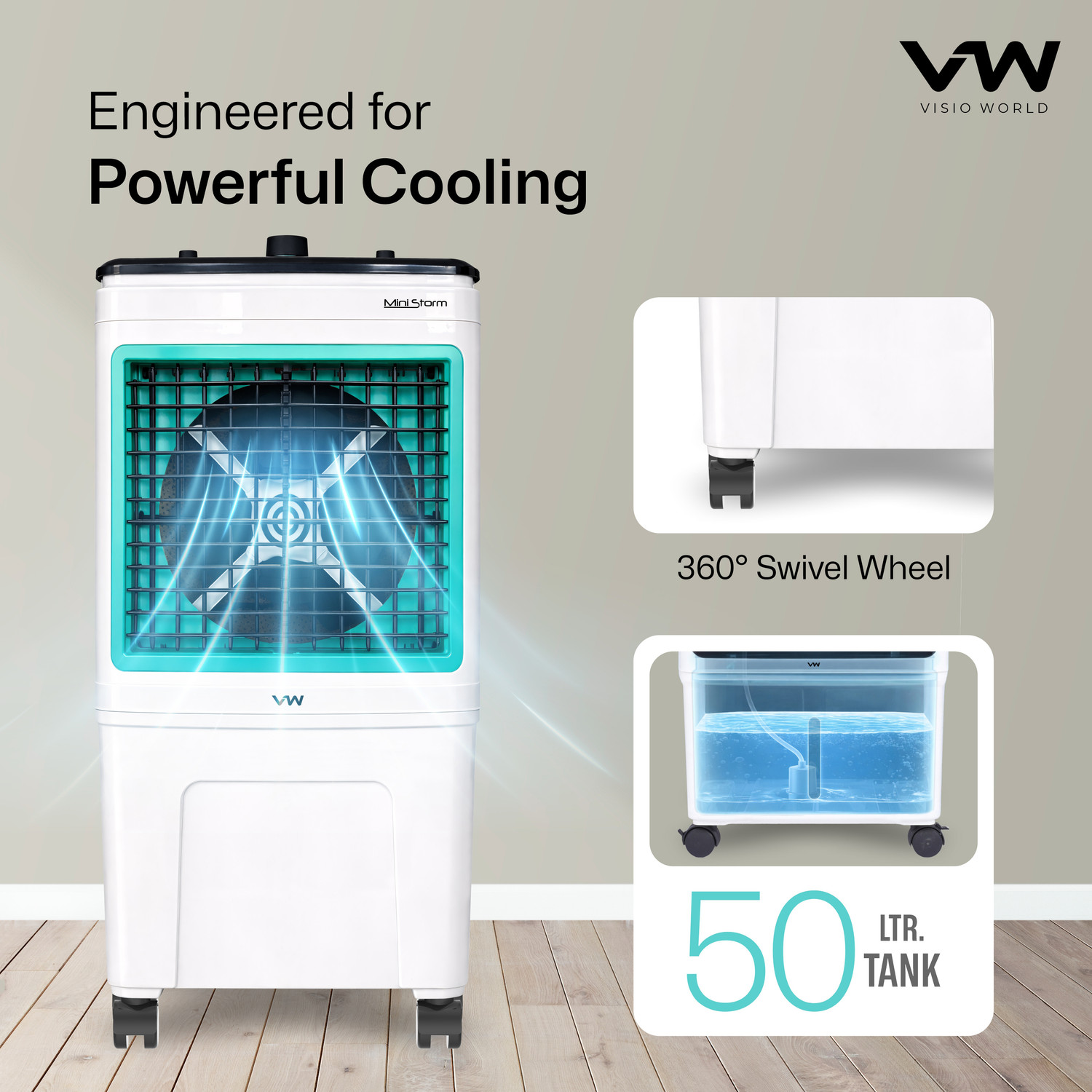 Image of VW 50 L Room /Personal Air Cooler With Bacteria Free Cooling Pad Technology