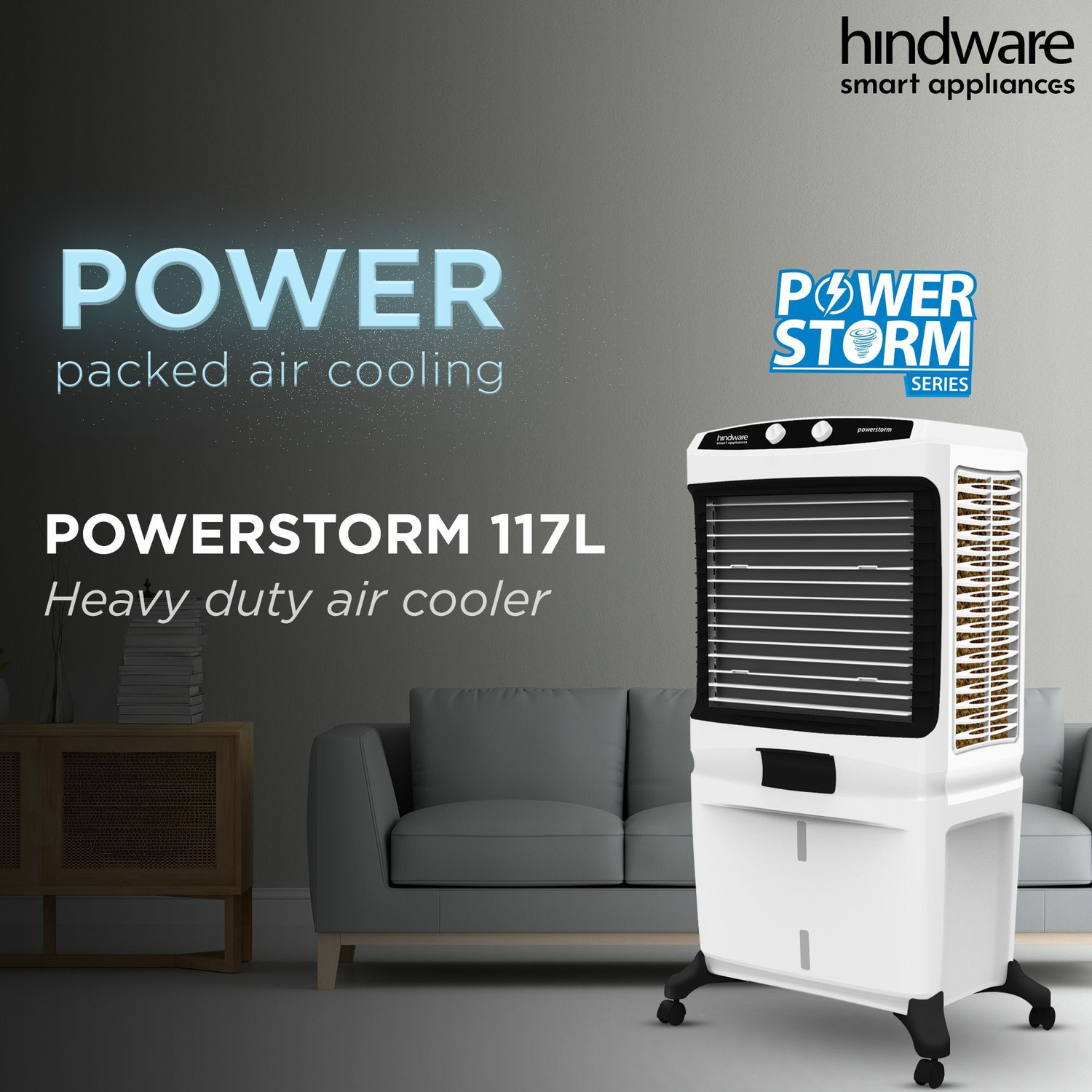 Image of Hindware Smart Appliances 117 L Desert Air Cooler Anti-Bacterial Protection, Inverter Compatible