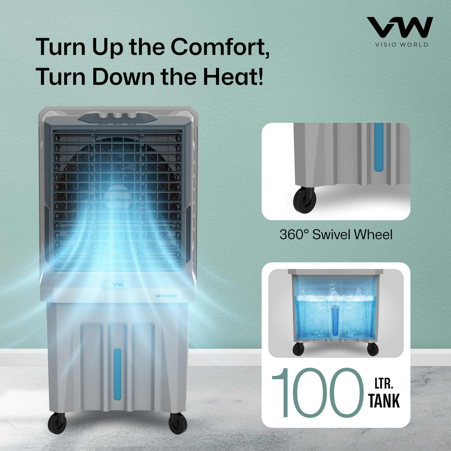 Image of VW 100 L Desert Air Cooler With 3 side Honeycomb, Bacteria Free Cooling Pad Technology, Inverter Compatible