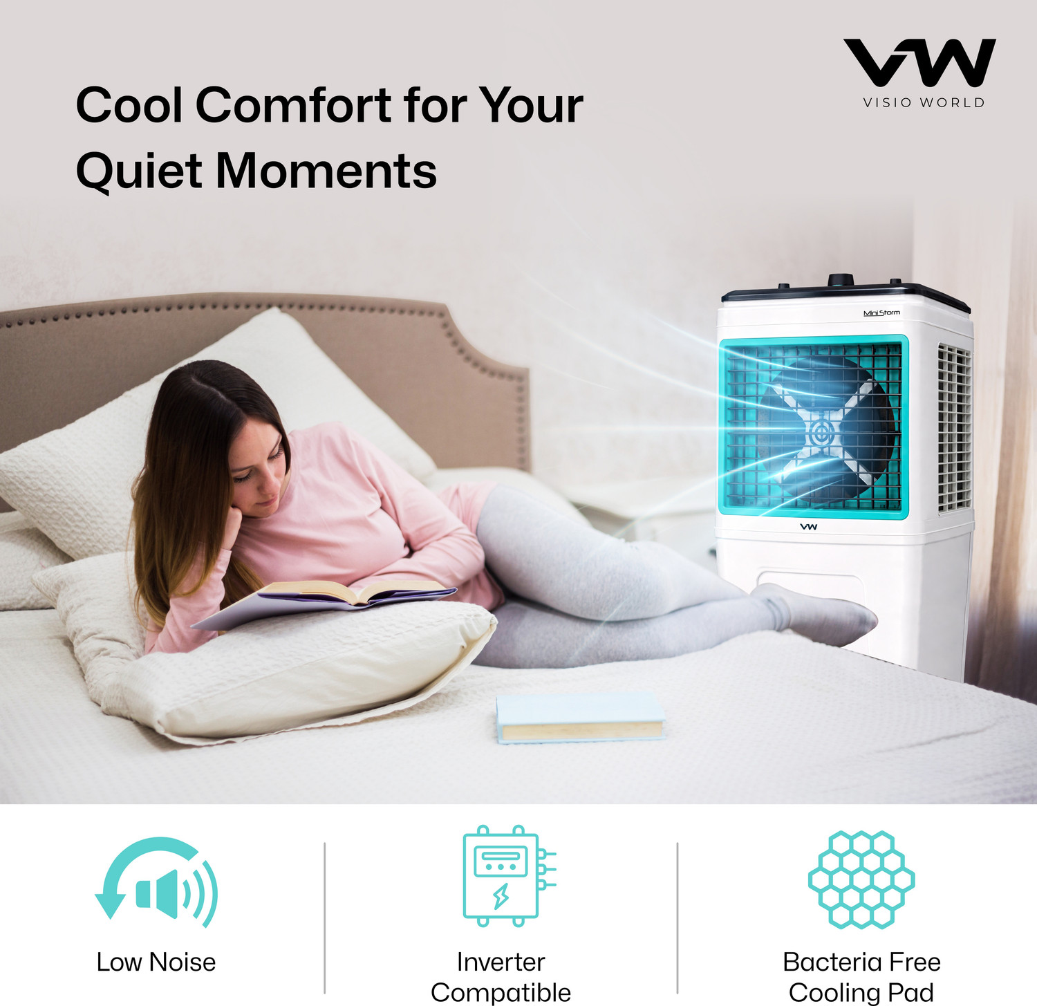 Image of VW 50 L Room /Personal Air Cooler With Bacteria Free Cooling Pad Technology