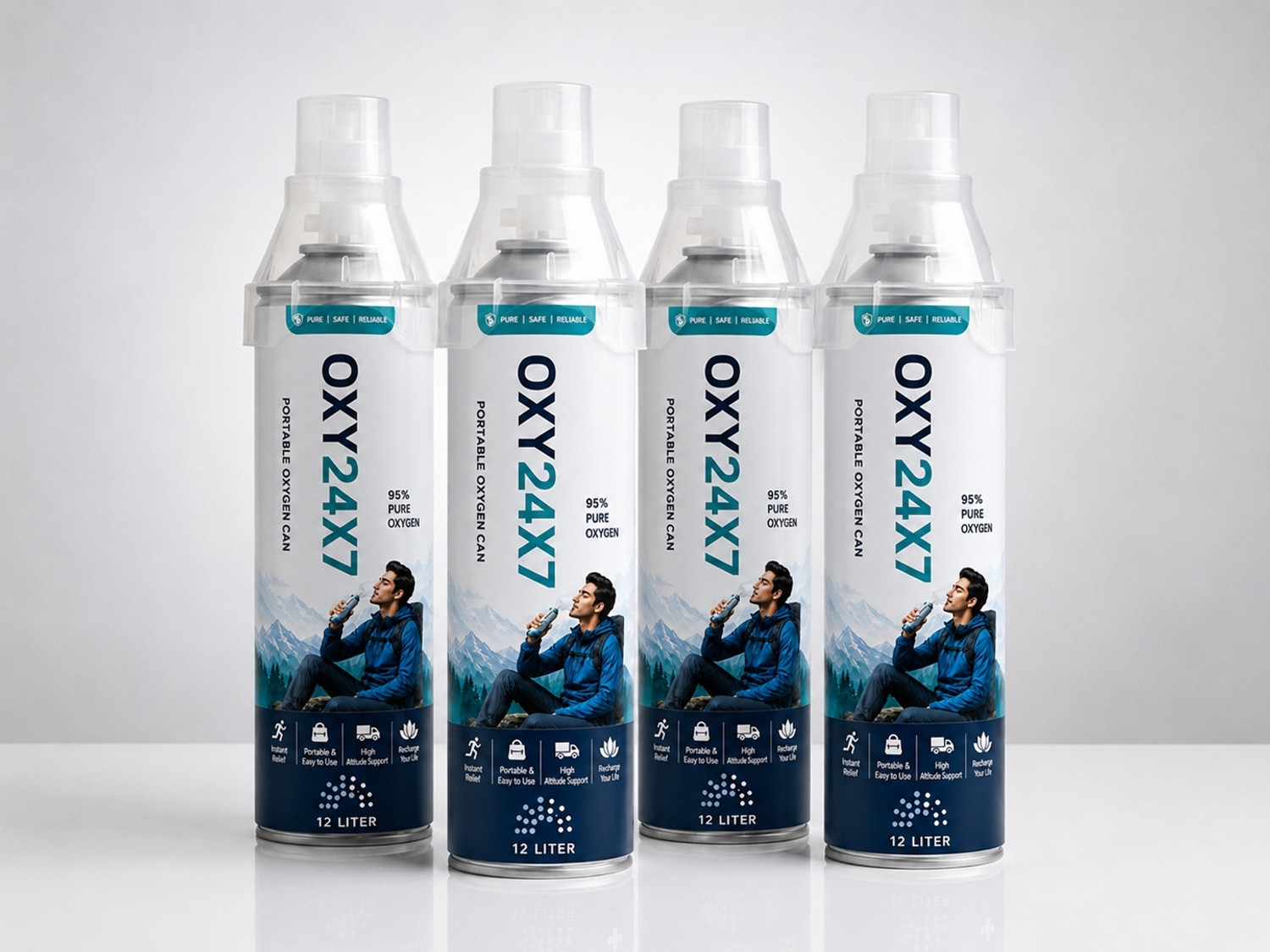 Image of OXY24X7 PACKOF04 Portable Oxygen Can