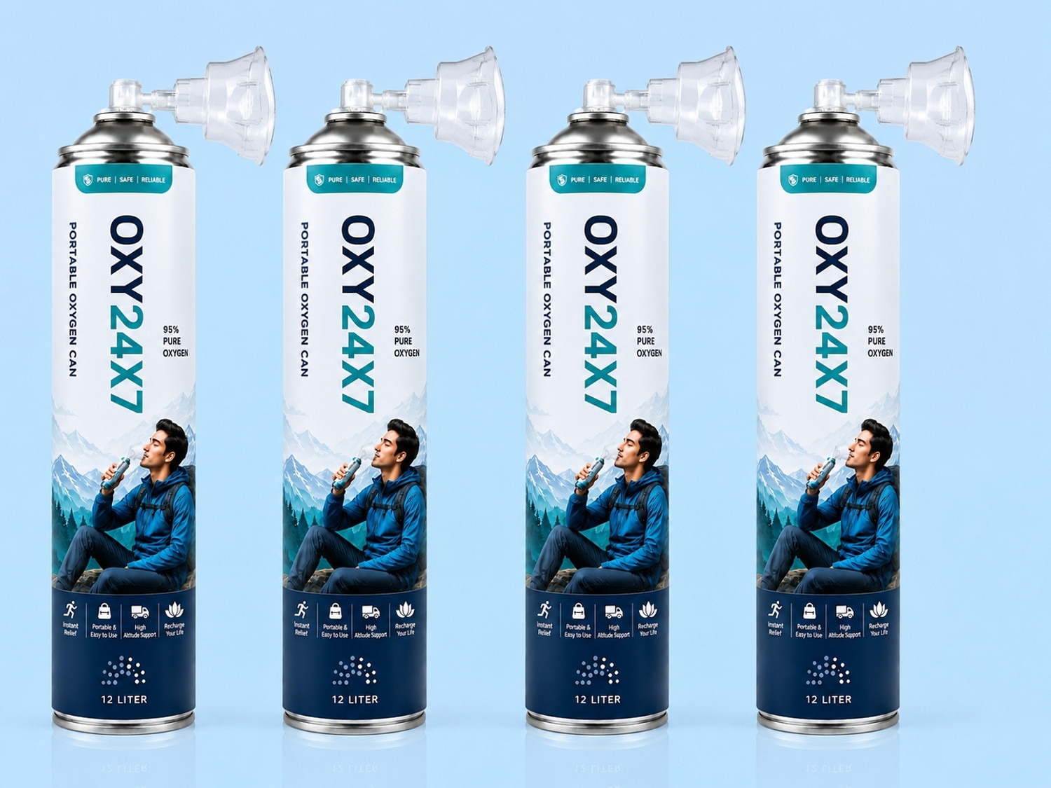 Image of OXY24X7 PACKOF04 Portable Oxygen Can
