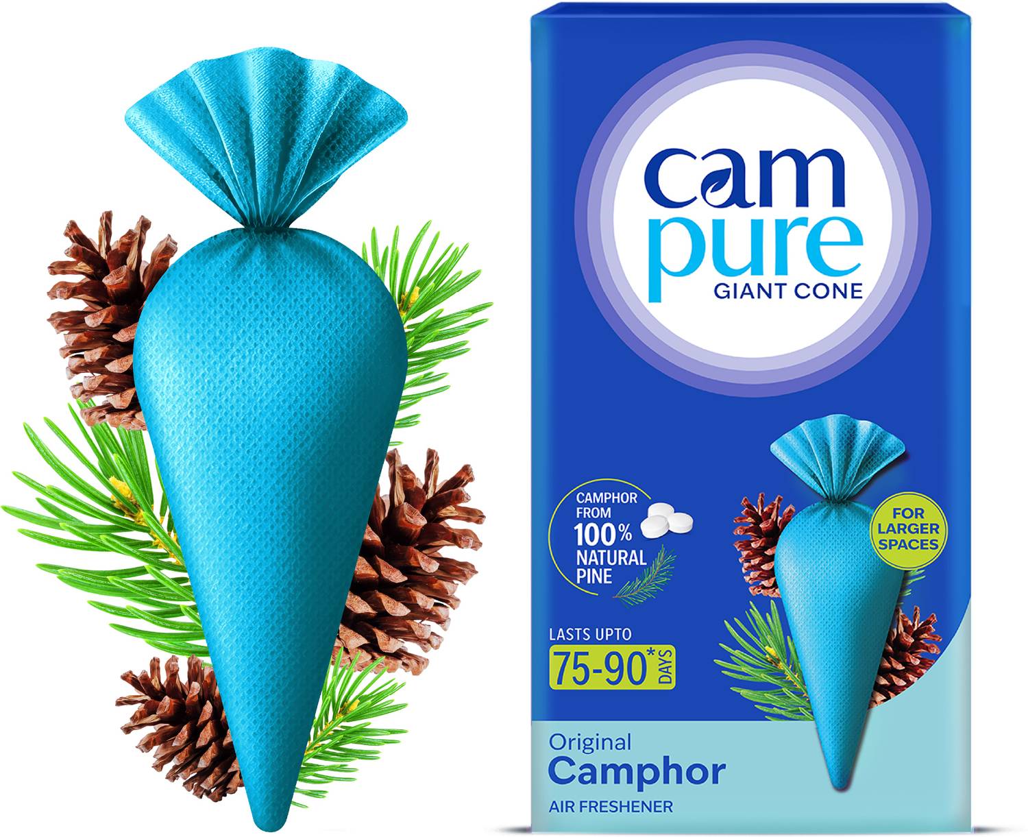 CamPure Giant Cone (Original) Pack of 1 - Room, Car and Air Freshener Potpourri Giant Original Cone Air Freshener | Calming Fragrance | Elevates Mood | Preserves Fabrics