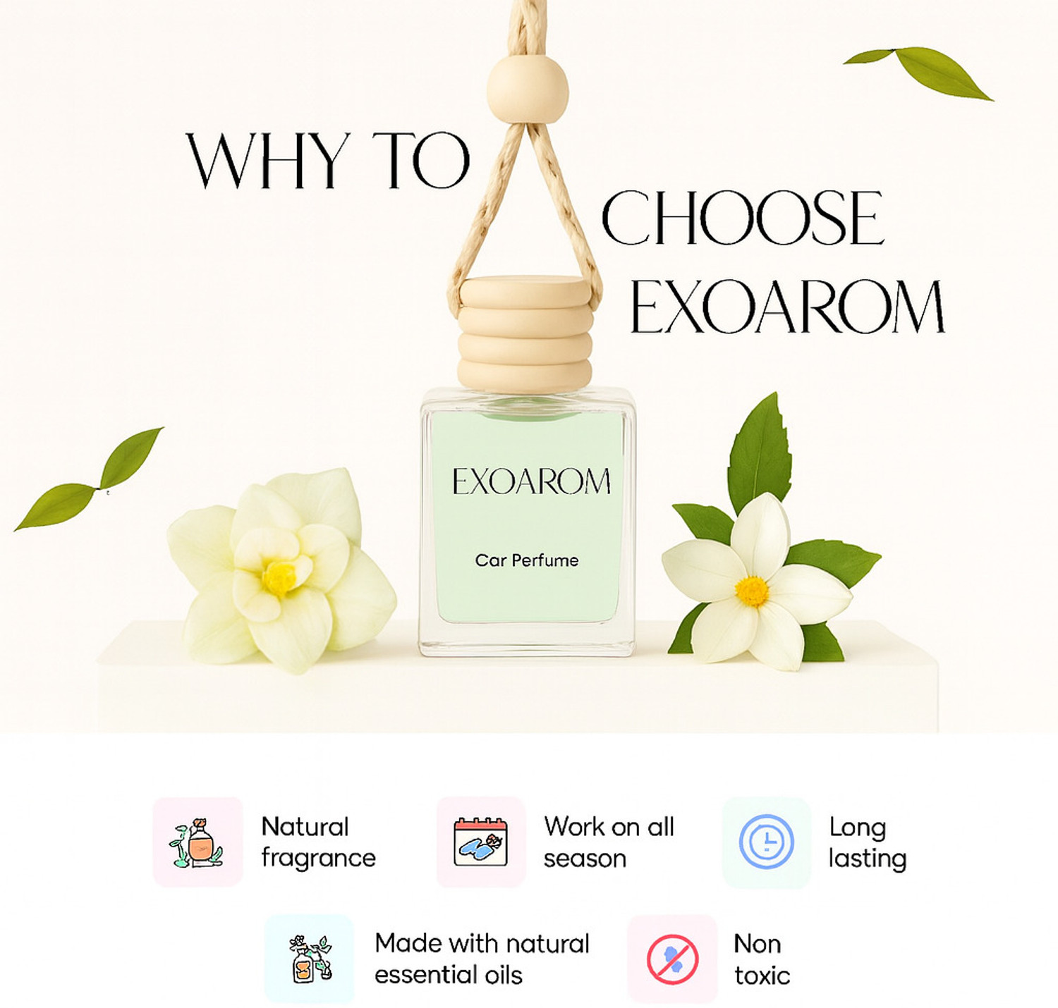 Image of EXOAROM Jasmine Diffuser Car perfume Air Freshner Hanging Pod Mogra