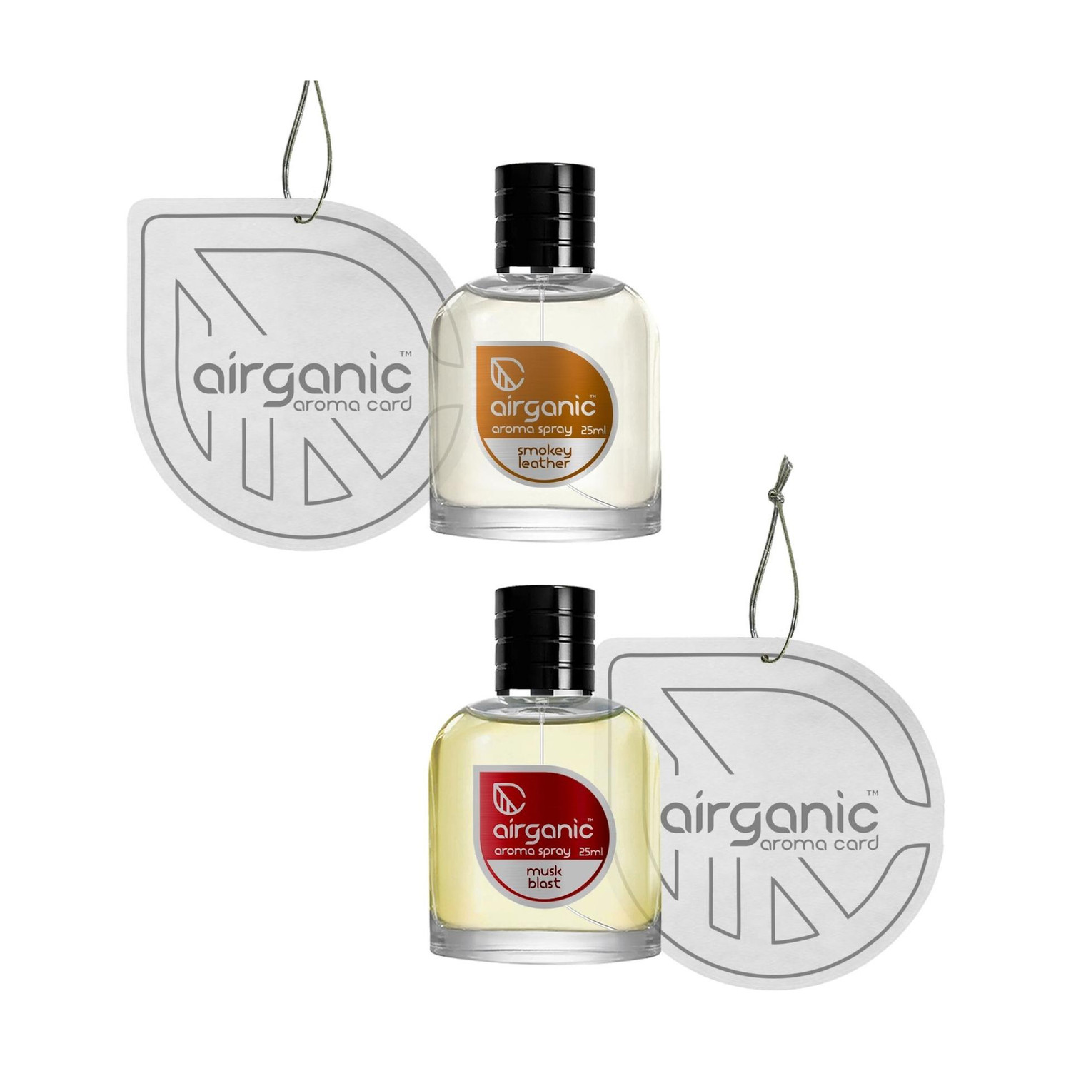 Image of Airganic Aroma Fine Spray Combo - Smokey Leather & Musk Blast Fine Spray Car Freshener Spray Aroma Fine Spray Combo - Smokey Leather & Musk Blast Fine Spray