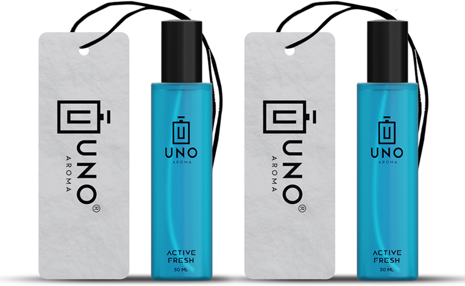 Image of UNO AROMA Active Fresh Fragrance Car Freshener Spray Active Fresh luxury car Perfume with Car with Hanging card, 200+ spray