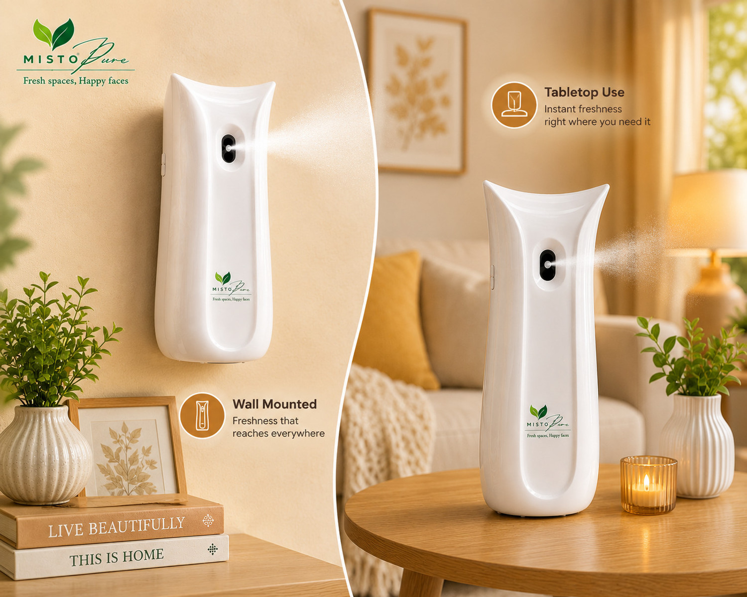 Image of mistopure Motivation Automatic Spray AIRO MATIC Air Freshener Kit (Machine + 1 Refill) - Automatic Room Freshener with Adjustable Spray Timer | Motivation | Upto 2200 Sprays | Lasts up to 60 days
