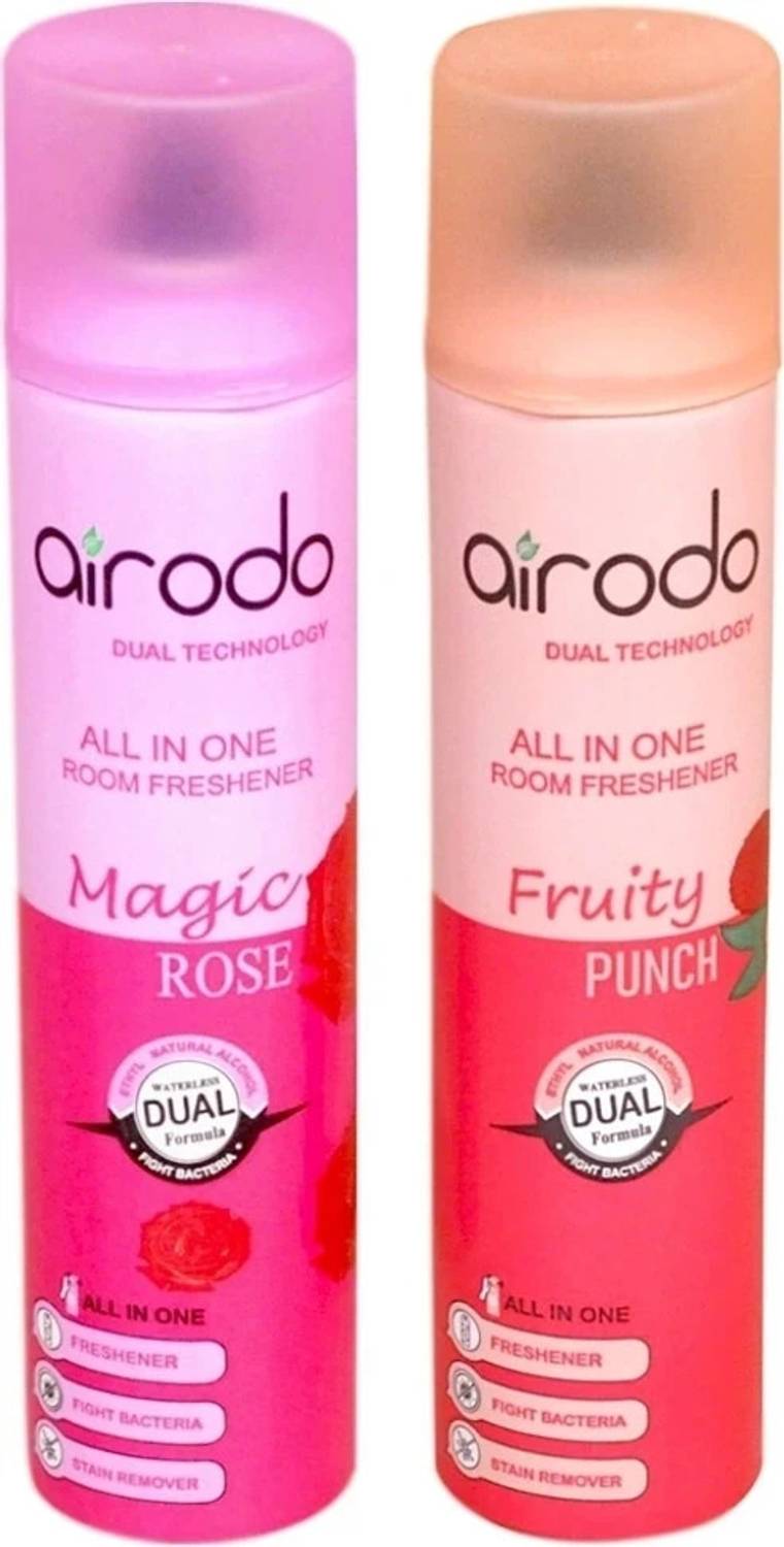 AIRODO Magic Rose and Fruity Punch Air Freshener Combo Pack with Dual Technology Car Freshener Automatic Spray Magic Rose and Fruity Punch Air Freshener Combo Pack with Dual Technology