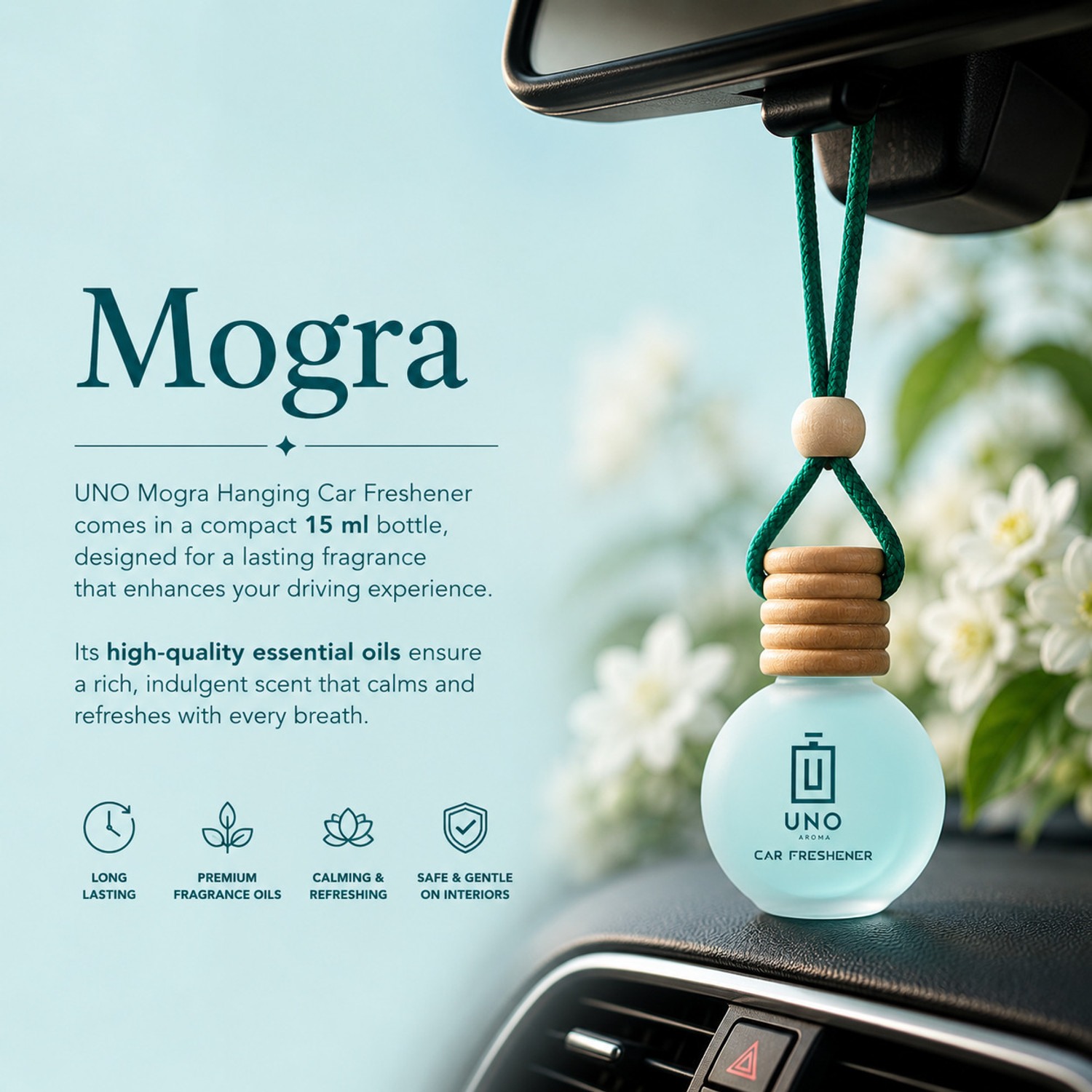 Image of UNO AROMA Mogra Car Freshener Diffuser UNO Mogra Car Freshener