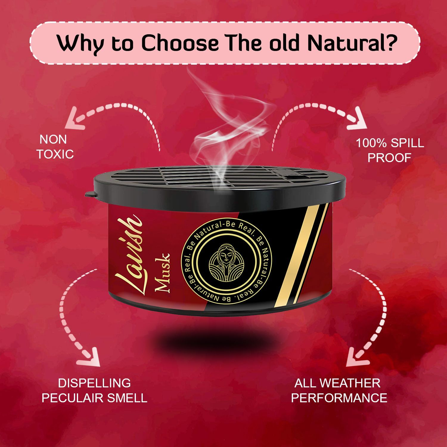 Image of The Old Natural Lavish Musk Car Freshener Diffuser Lavish Musk Camphor Car Freshener | Camphor based Car Freshener Perfume for Car, Home, Office