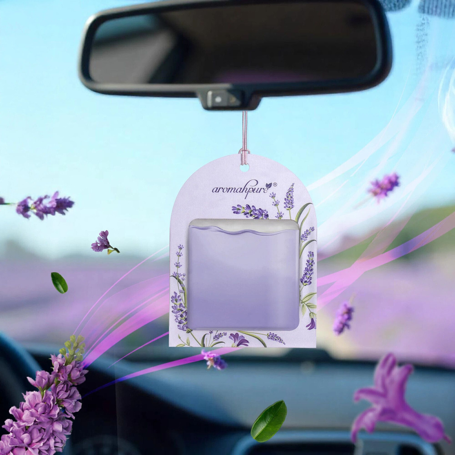 Image of Aromahpure Lavender Car Freshener Diffuser Gel Wink Hanging Perfume|Pack of 3| Long-Lasting Up to 30 Days