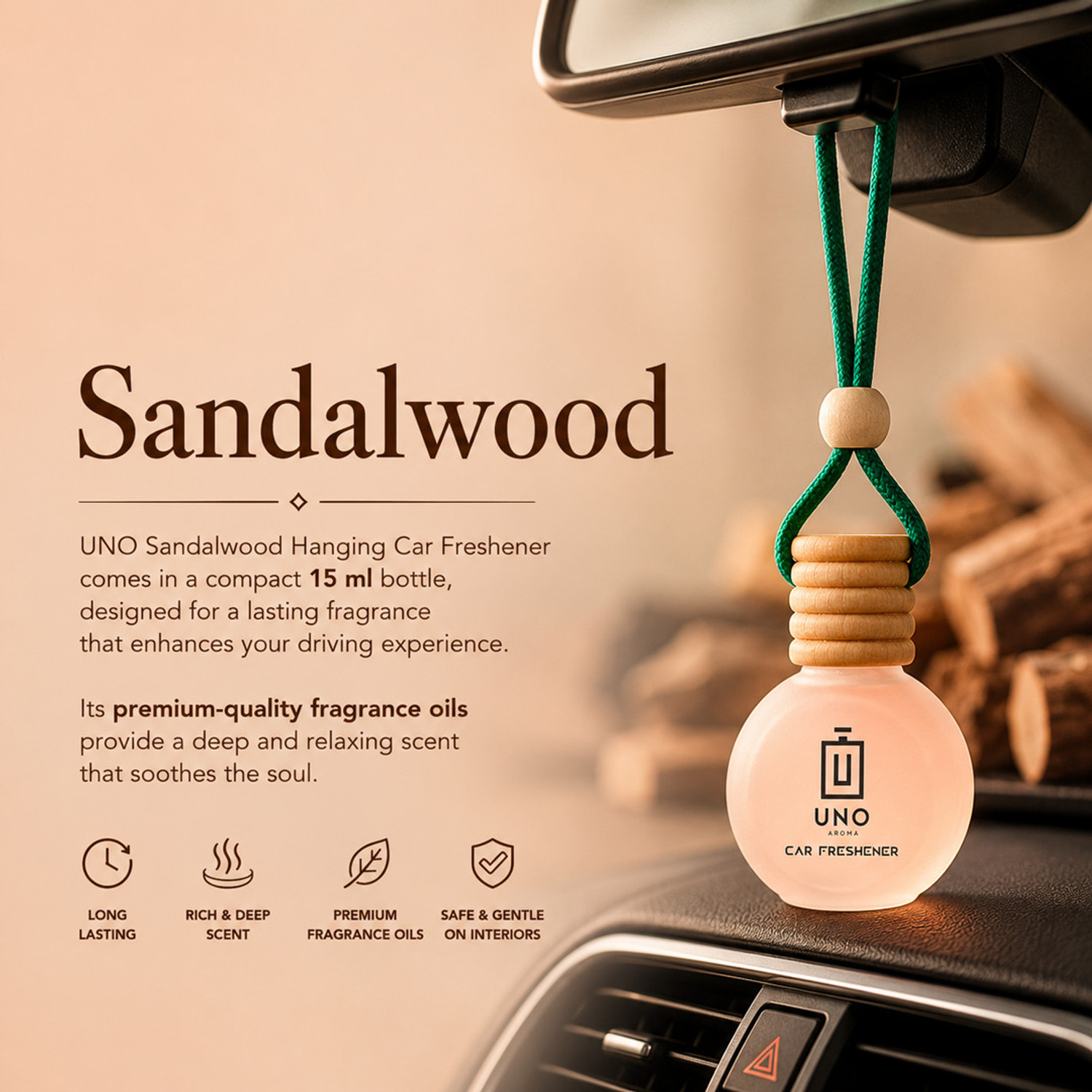 Image of UNO AROMA Sandal Car Freshener Diffuser UNO Sandalwood