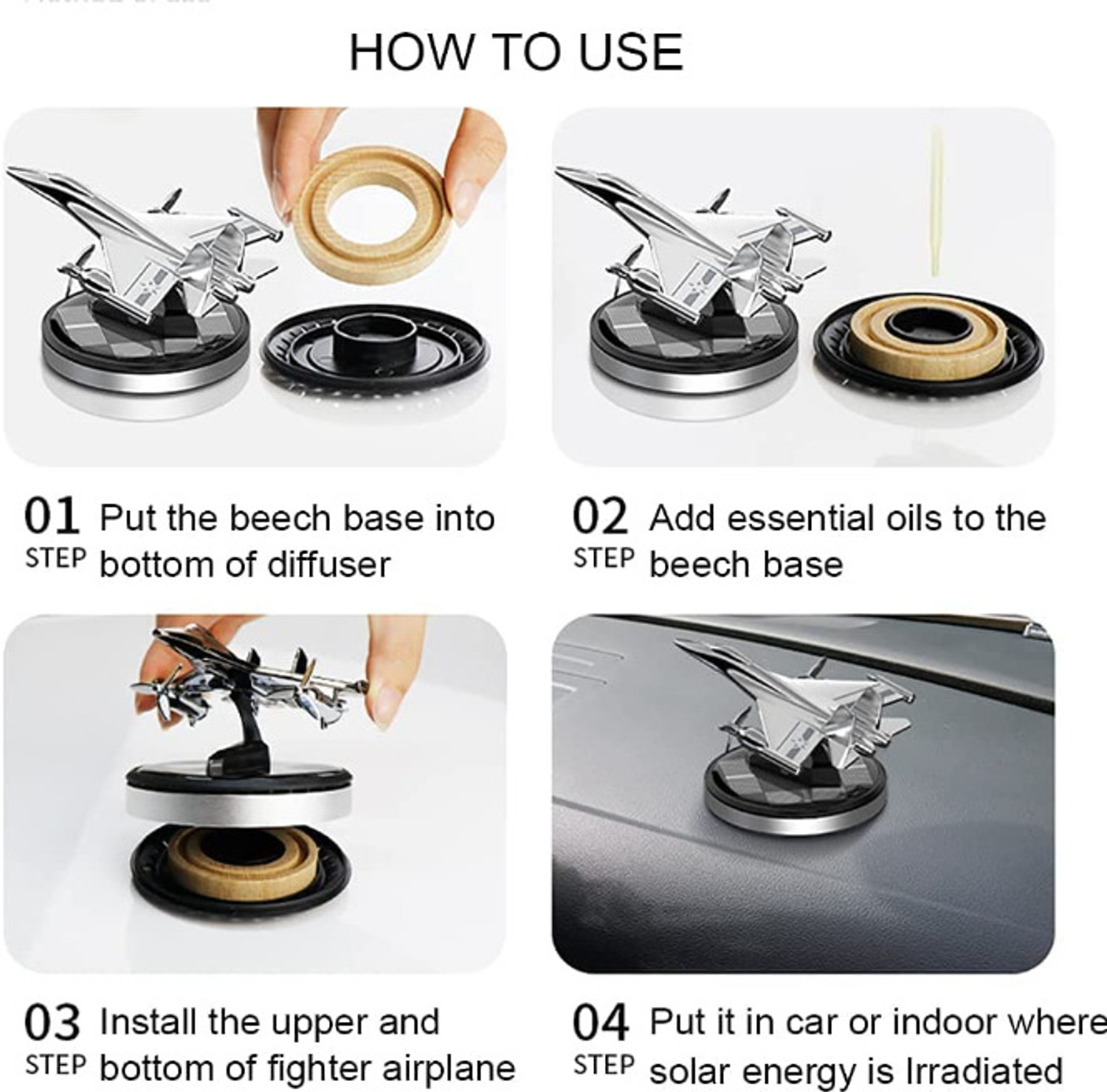 Image of Iris Grape Fighter Aircraft Rotating Car Dashboard Aromatherapy Solar Car Air Freshener Car Freshener Diffuser Fighter Aircraft Rotating Rotating Perfume Aromatherapy Essential Oil Solar Car Air Freshener