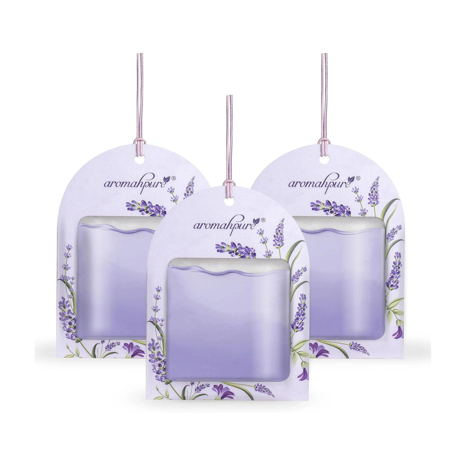 Image of Aromahpure Lavender Car Freshener Diffuser Gel Wink Hanging Perfume|Pack of 3| Long-Lasting Up to 30 Days