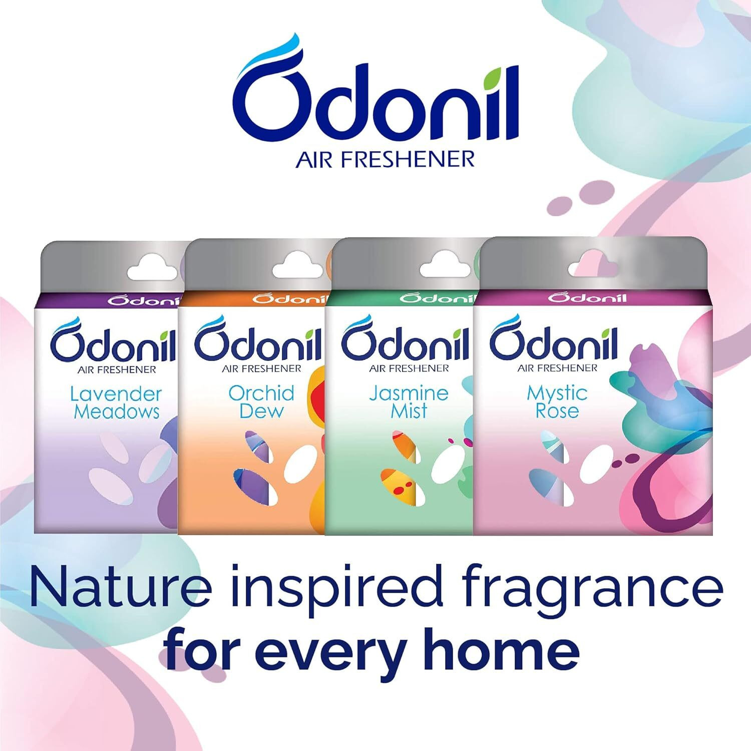 Image of Odonil Rose, Lavender, Jasmine, Dew Blocks Bathroom Air Freshener Lavender Meadows Freshness Pack
