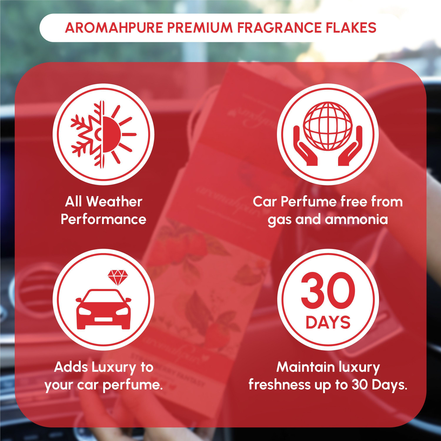 Image of Aromahpure Premium Car Perfume Fragrance Flakes - Watermelon, Luxury Car Air Freshener Car Freshener Diffuser FLAKES