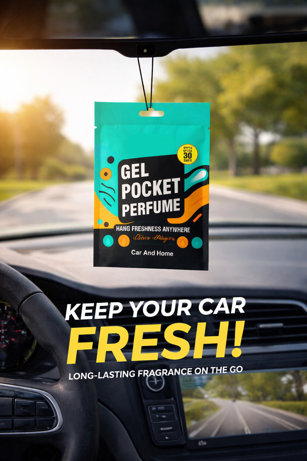 Image of Shopone AVORA Gel Pocket Perfume Car Air Freshener, Odour Eliminator For Alto 800 Spray Gel Pocket Perfume Car Air Freshener | Hanging Fragrance Pouch for Car & Home | Long Lasting Up to 30 Days | Odour Eliminator For Comet