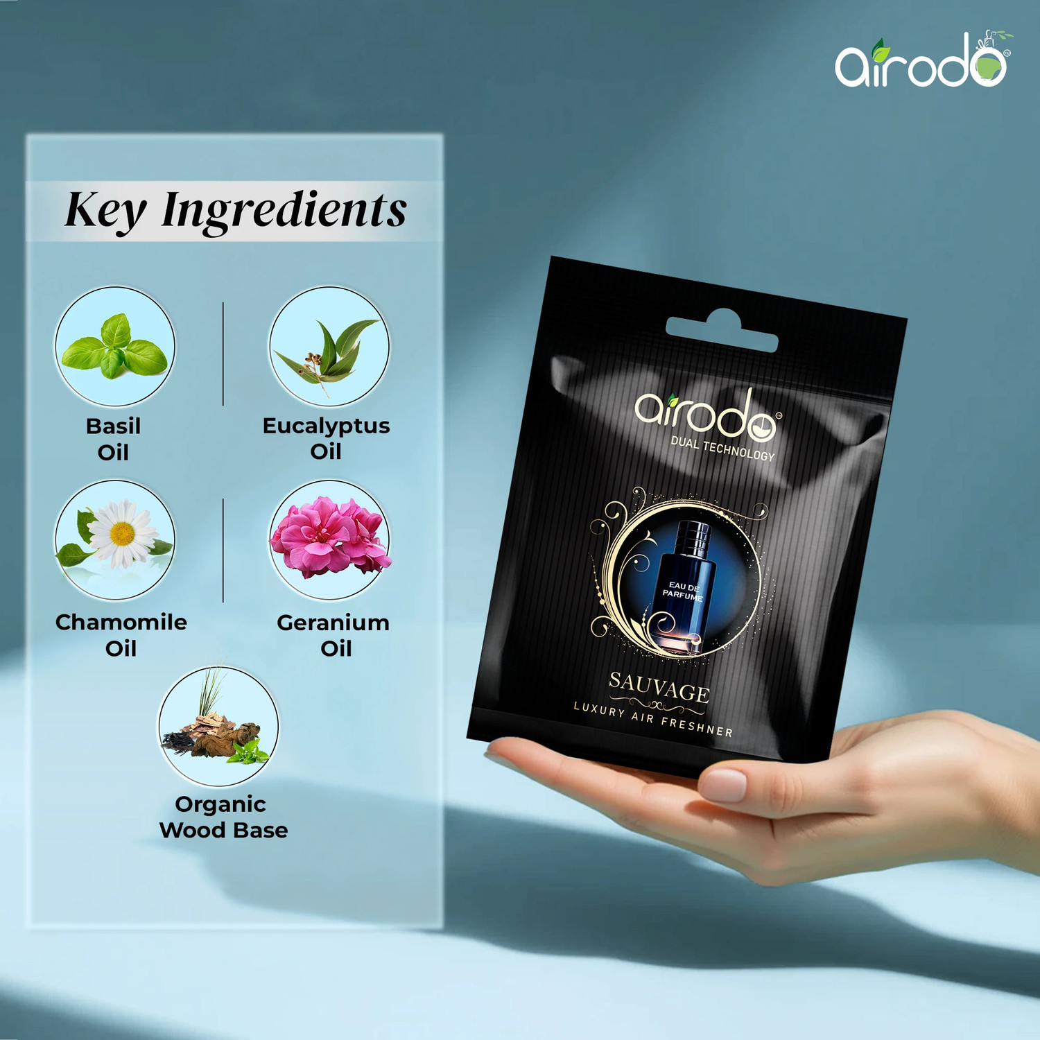 Image of AIRODO Sauvage Car Freshener Diffuser Luxury Hanging Car Air Freshener | Lasts Up to 30 Days | Car Accessories