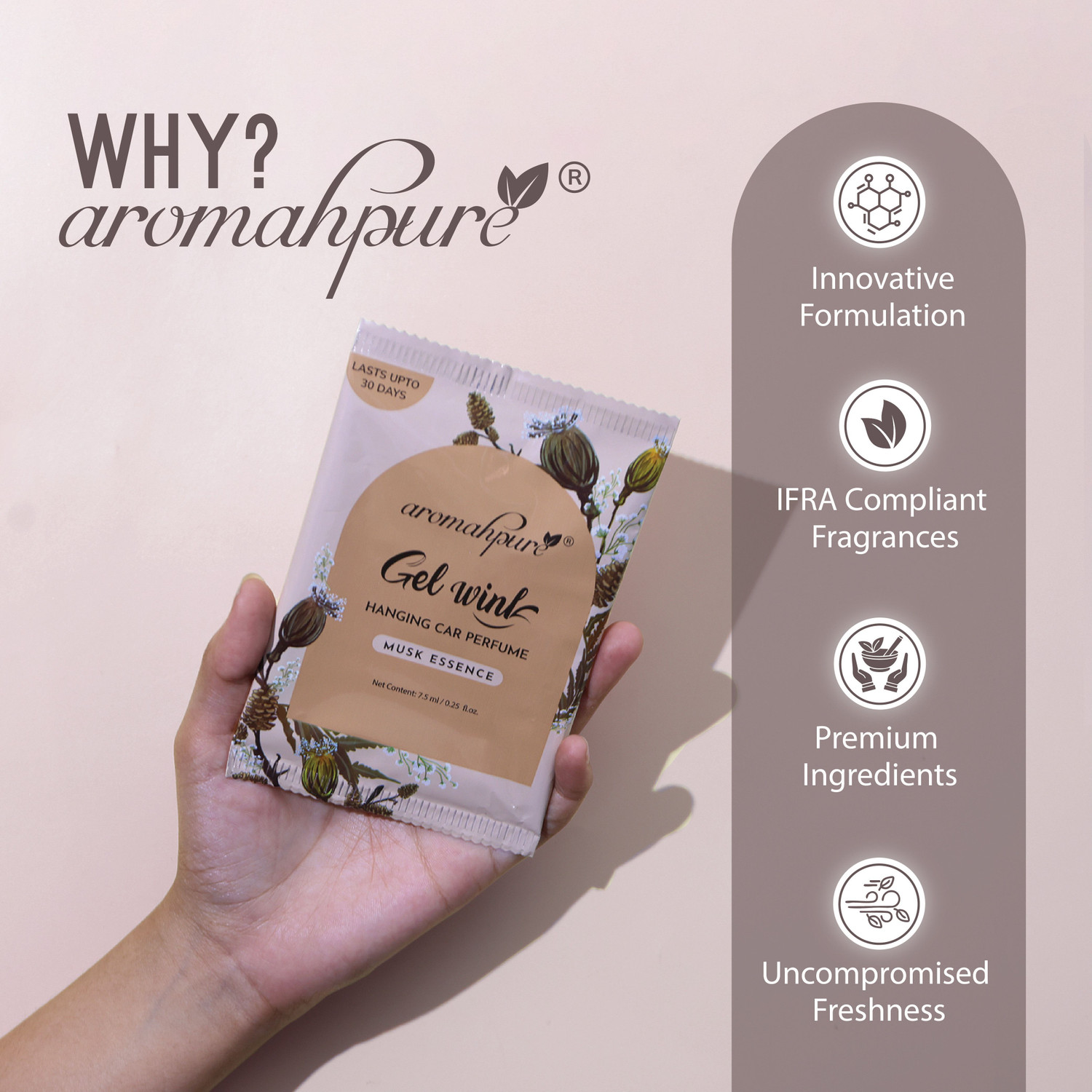 Image of Aromahpure Musk Car Freshener Diffuser Gel Wink Hanging Perfume|Pack of 3| Long-Lasting Up to 30 Days