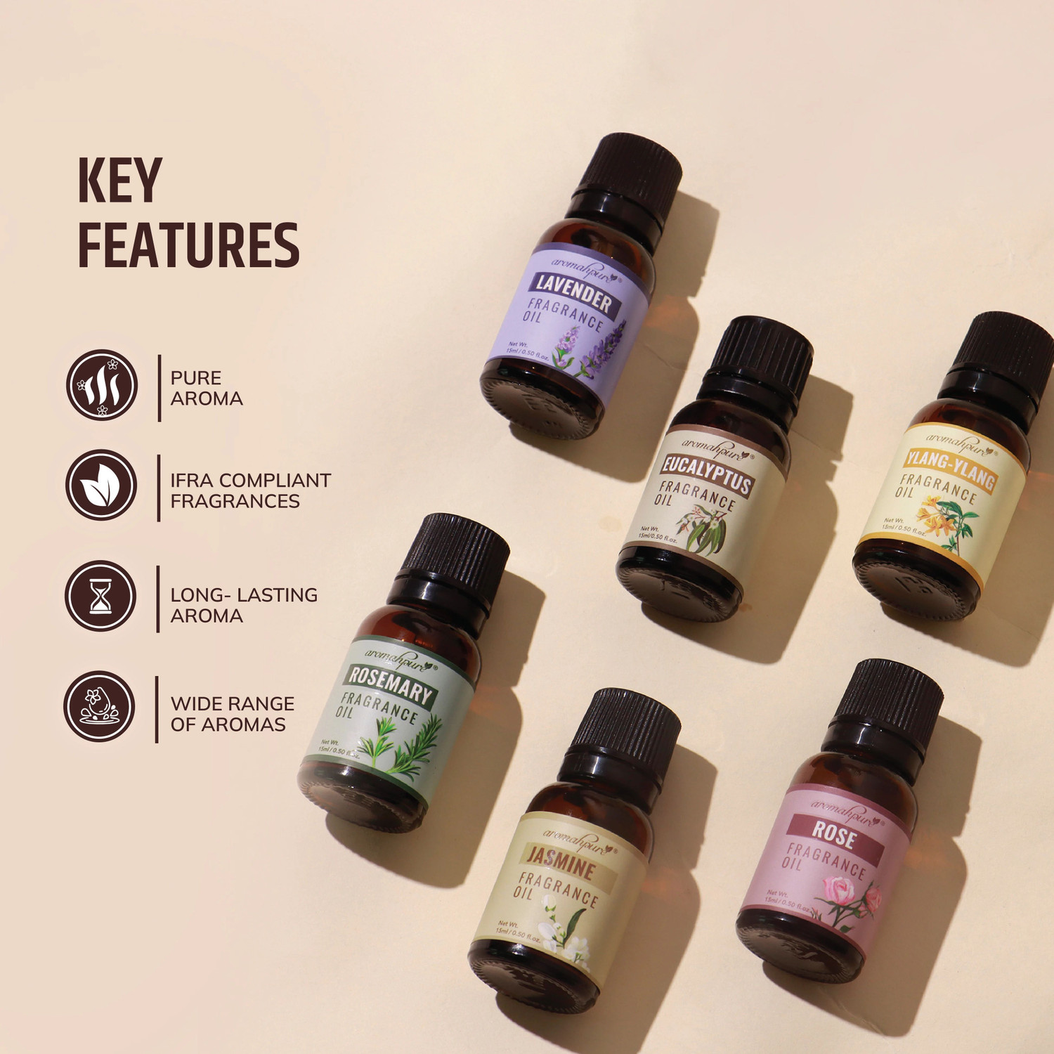 Image of Aromahpure Floral Series Aroma Oil for Home Fragrance | Helps in Meditation |Best for Aromatherapy |IFRA Certified