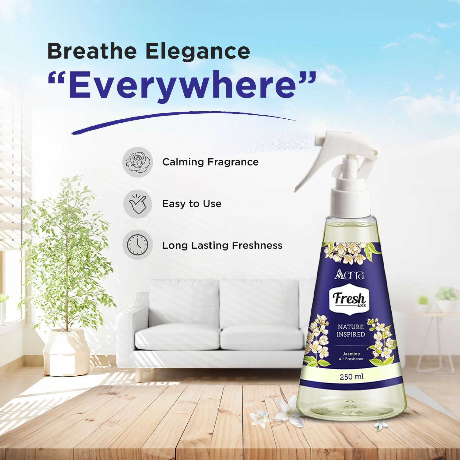 Image of Aerra Jasmine, Mogra Spray Air Freshener Combo | Traditional Indian Floral Scents for Home, Car, Office