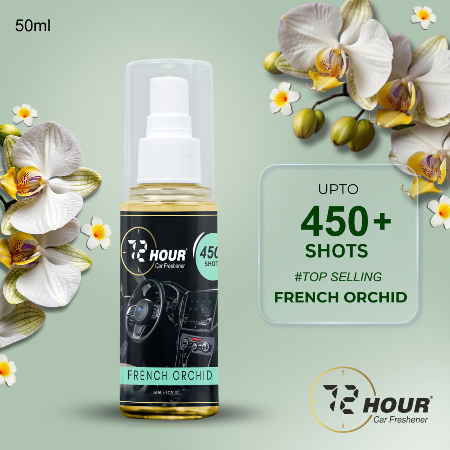 Image of 72hour french orchid Car Perfume Spray Air Freshener for Car, Home & Office Long Lasting Fragrance - Miski Fragrance (50 ml)