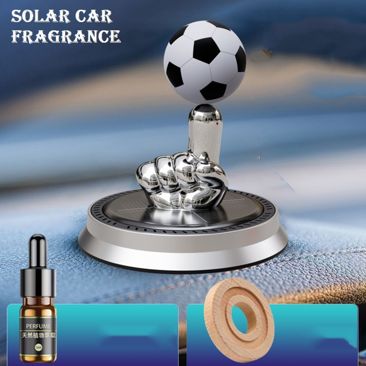 Image of Iris Grape Solar Rotary Football Ornament Car Aromatherapy Perfume Car Freshener Diffuser Solar Rotary Football Ornament Car Aromatherapy perfume diffuser Car interior decoration fragrance freshener