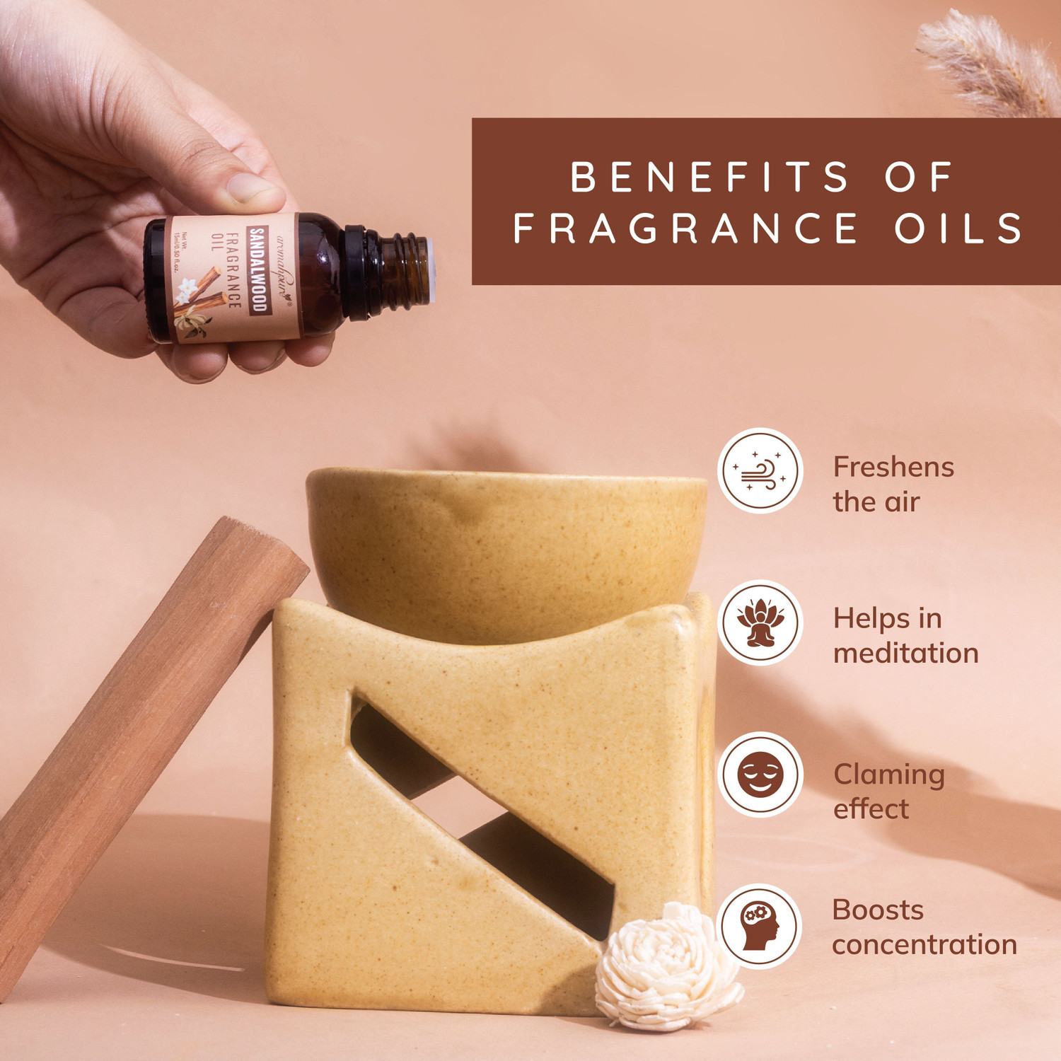 Image of Aromahpure Sandalwood Aroma Oil for Home Fragrance | Helps in Meditation |Best for Aromatherapy |IFRA Certified