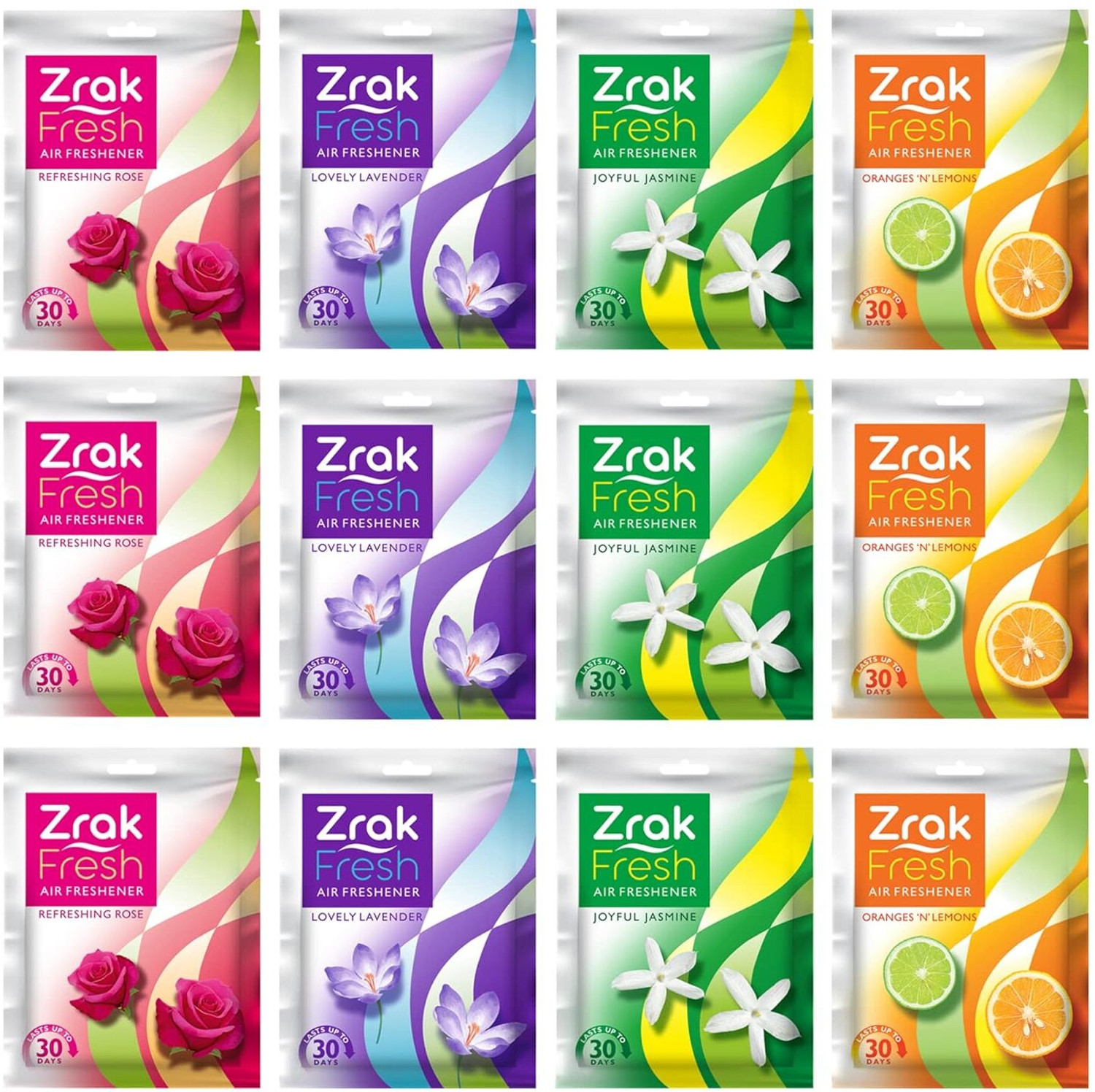 Image of Zrak Fresh (Oranges'N'Lemons, Lovely Lavender, Refreshing Rose, Joyful Jasmine) Blocks Pocket Air Freshener