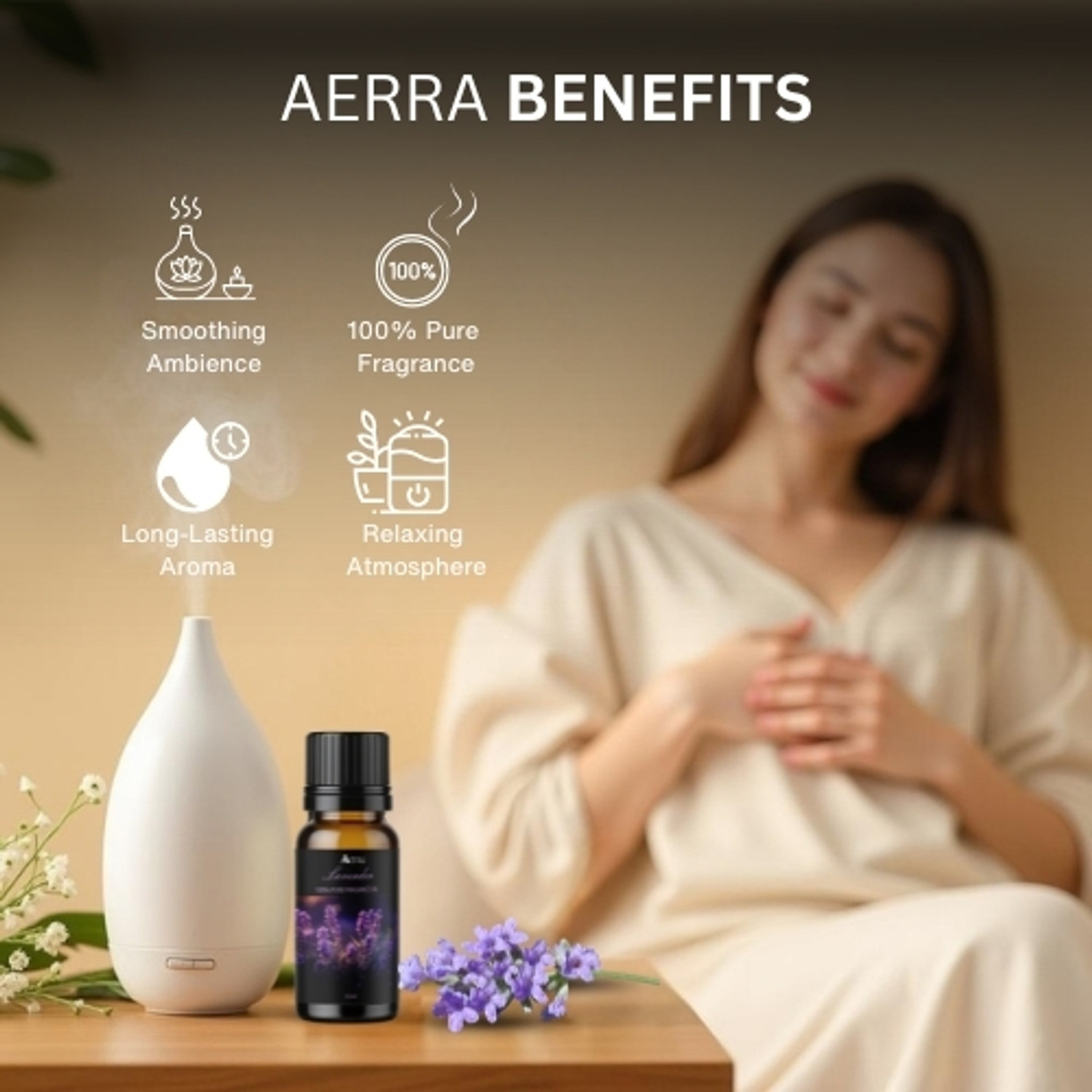 Image of Aerra Levender Aroma Oil | Lavender Pure Fragrance Oil 15ml - Natural, Long-Lasting for Diffusers, Puja