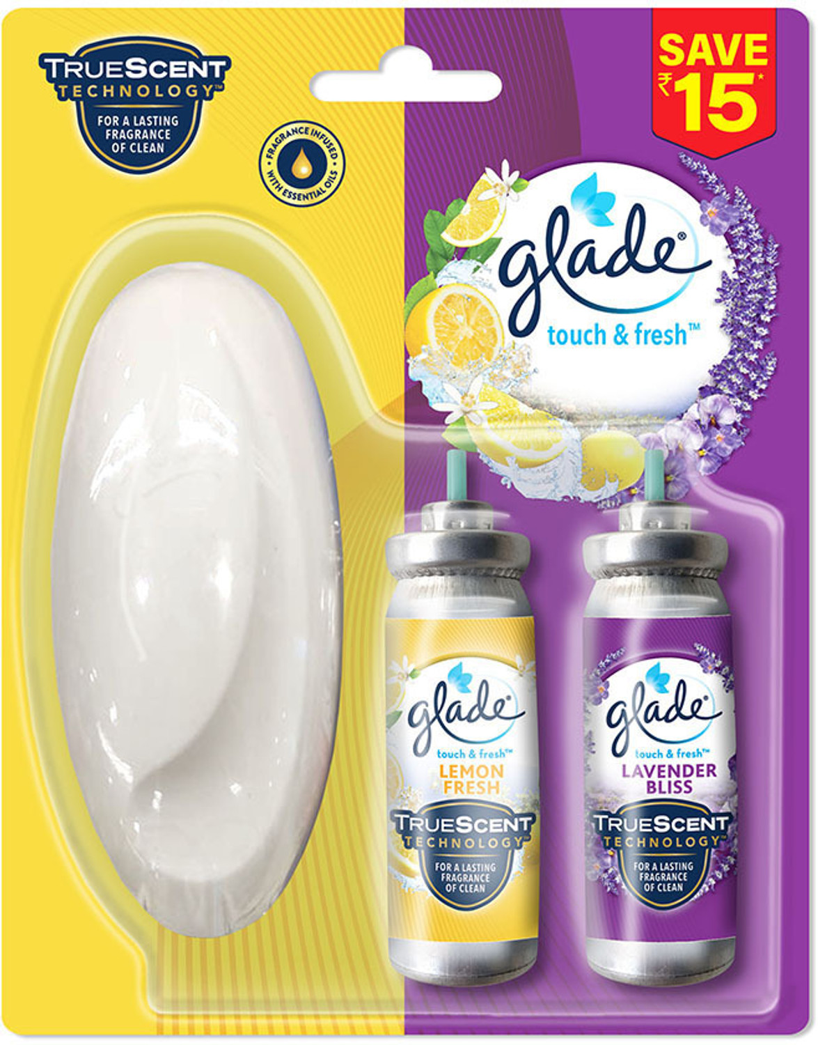 Image of GLADE Lavender & Lemon Spray | Touch and Fresh Air Freshener | 2 Refill + Holder |
