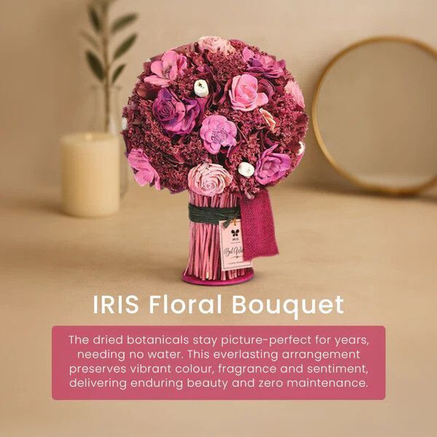 Image of IRIS Dry Flower Bouquet Potpourri with a Free Fragrance Spray