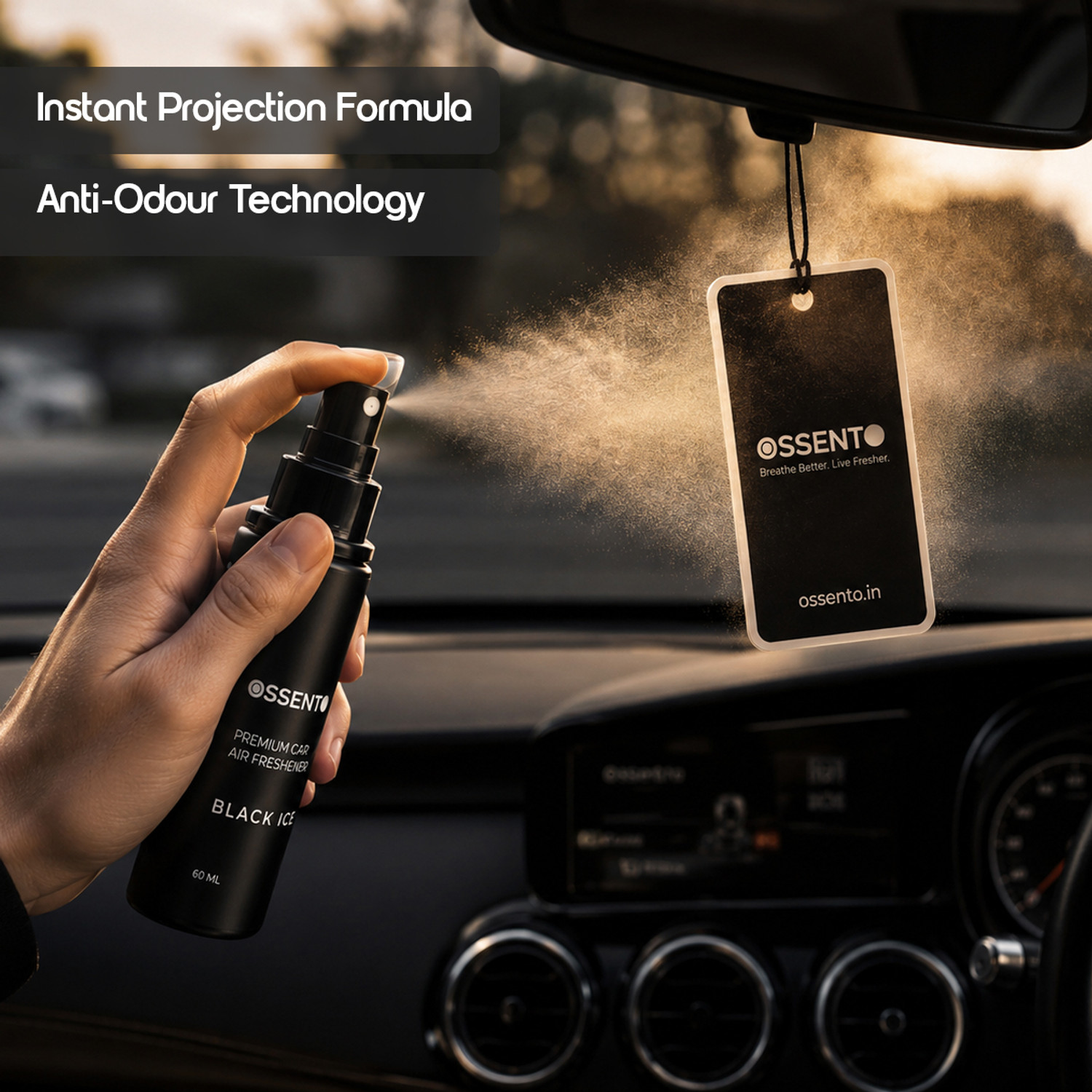 Image of Ossento Black Ice Car Freshener Spray Black Ice