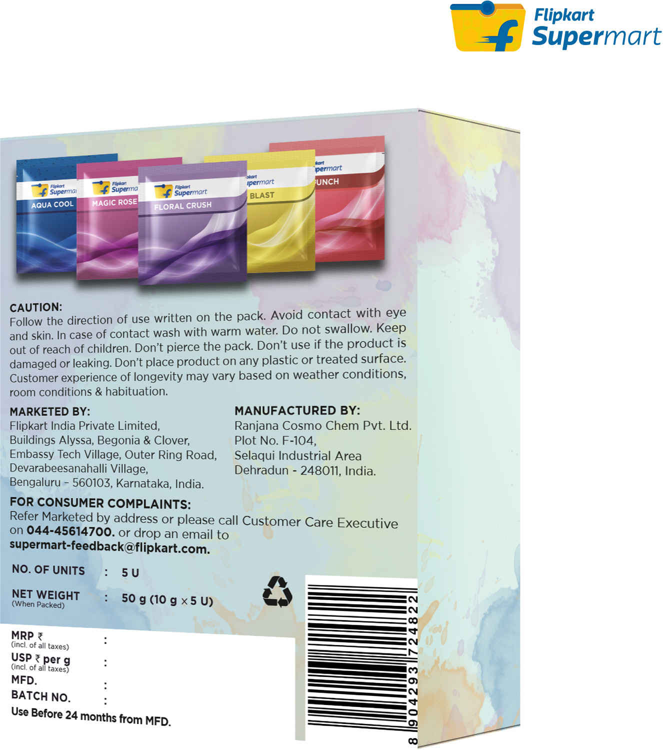 Image of Flipkart Supermart Fruity, Rose, Floral, Citrus, Aqua Blocks Zip Air Freshner