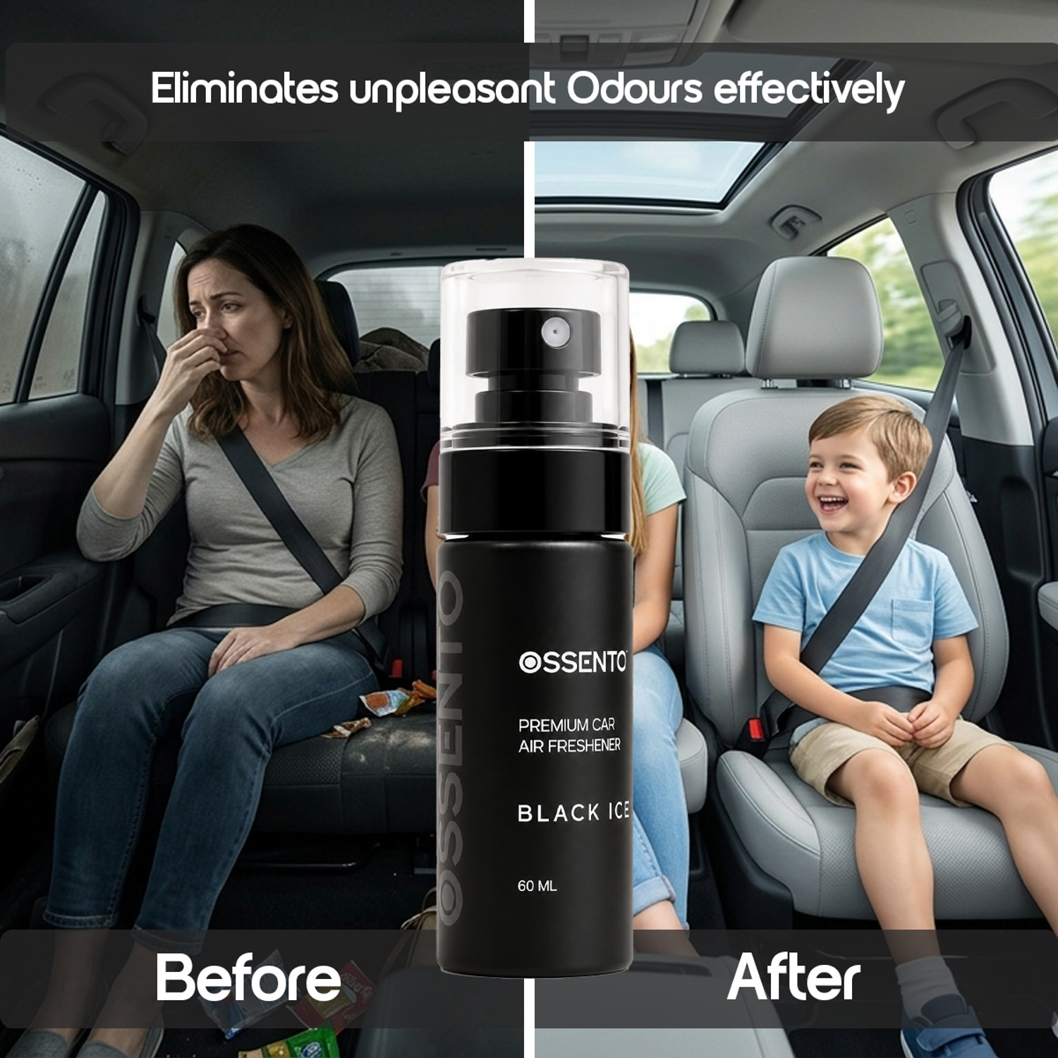 Image of Ossento Black Ice Car Freshener Spray Black Ice