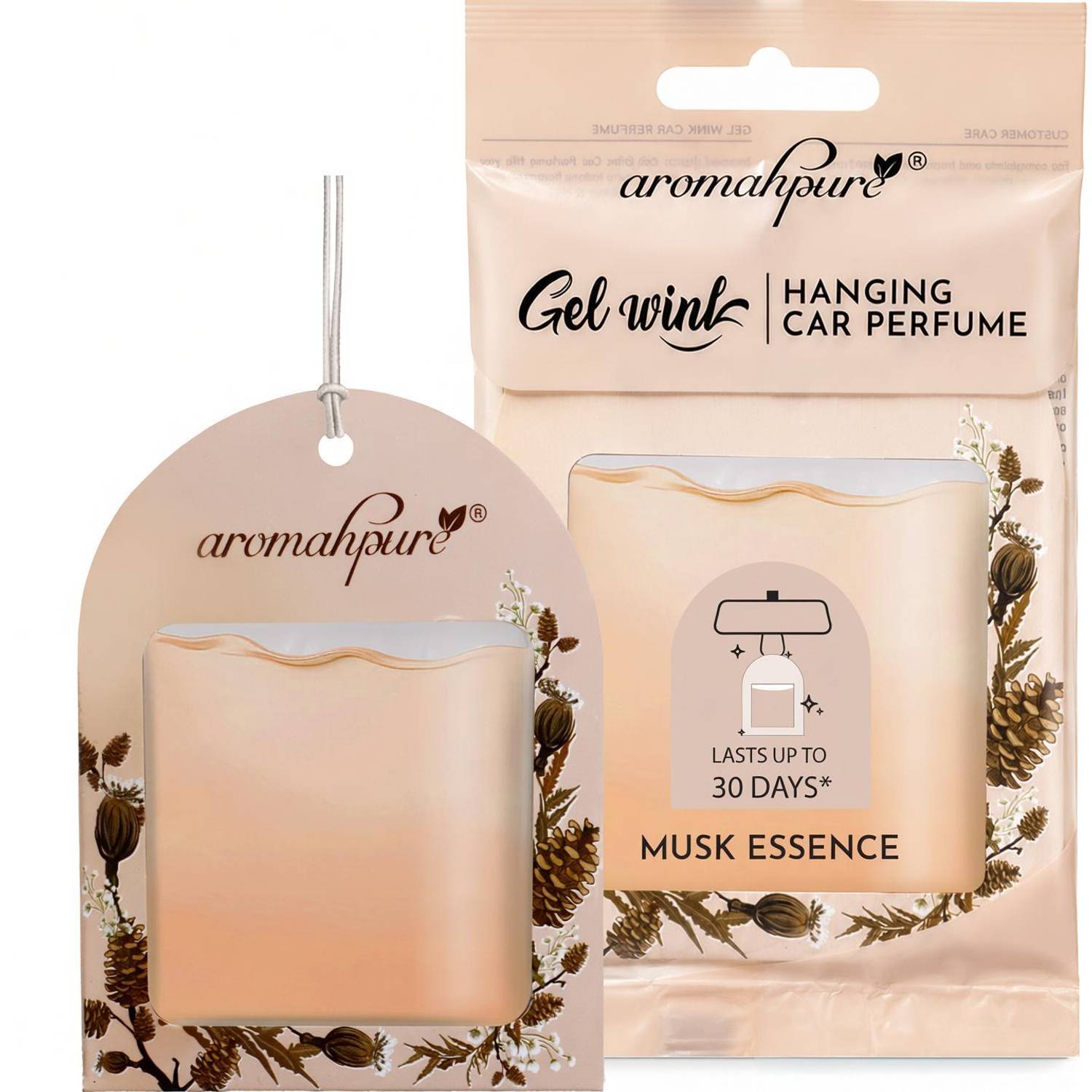 Aromahpure Musk Car Freshener Diffuser Gel Wink Hanging Perfume|Pack of 1| Long-Lasting Up to 30 Days