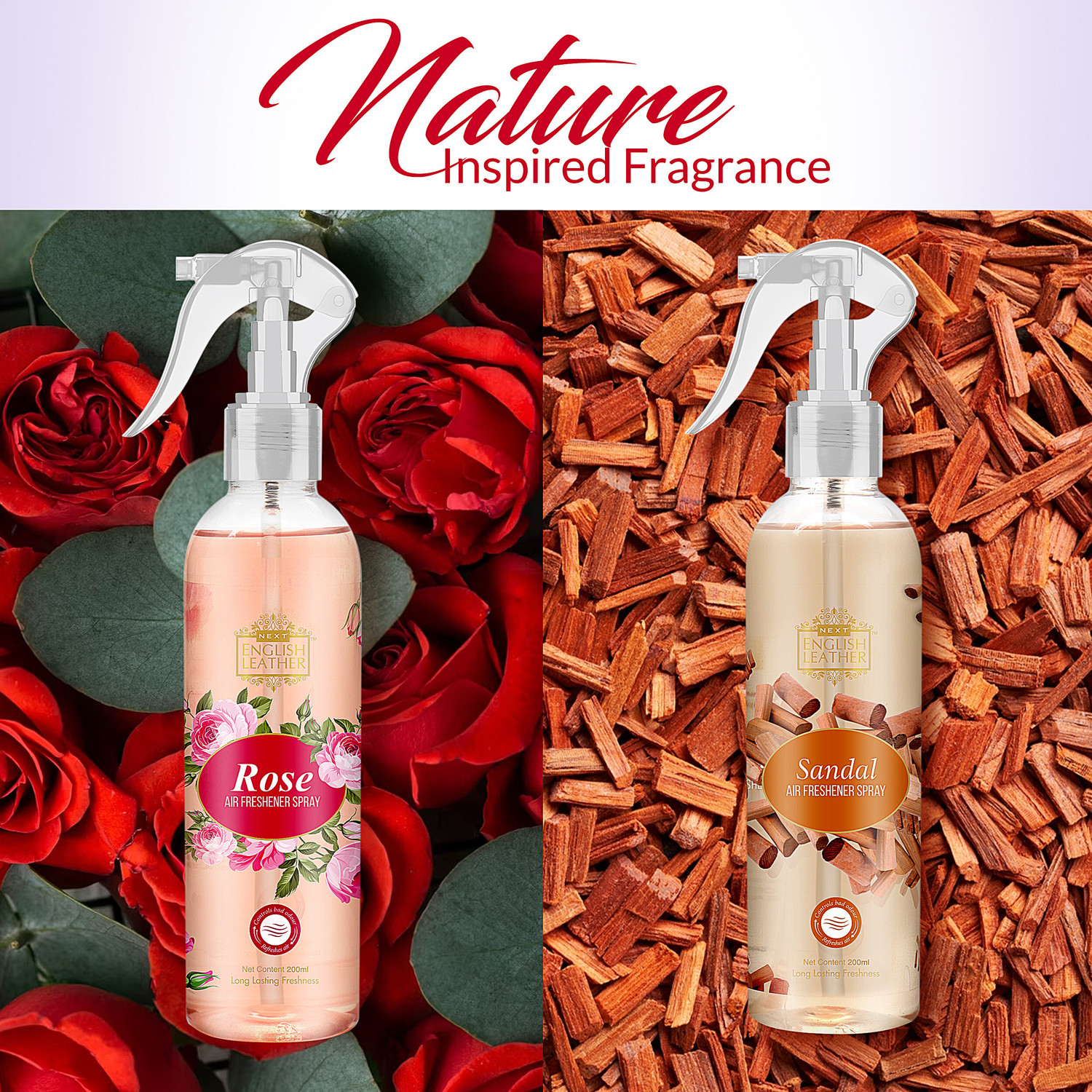 Image of NEXT English Leather Rose, Jasmine & Rajanigandha and Sandal, Air Freshener Car Freshener Spray Rose,Jasmine,sandal 200ml