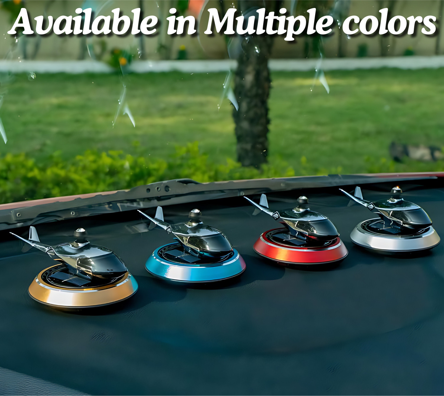 Image of Budwill Helicopter Solar Energy Rotating Aromatherapy Aviation Al Alloy Golden Cologne Car Freshener Diffuser Solar Helicopter Car Air Freshner
