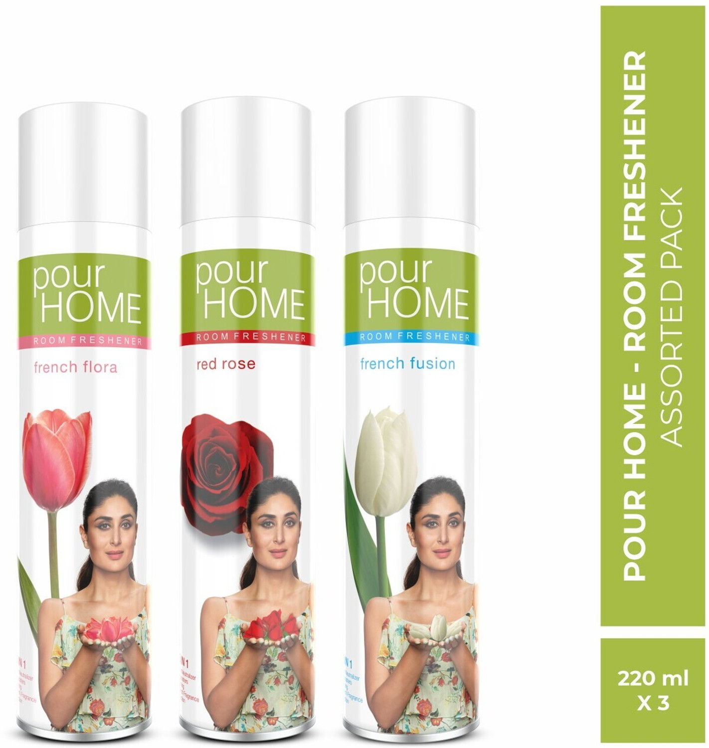 Image of POUR HOME French Flora, Red Rose & French Fusion Spray French Flora, Red Rose & French Fusion Room Freshener Combo