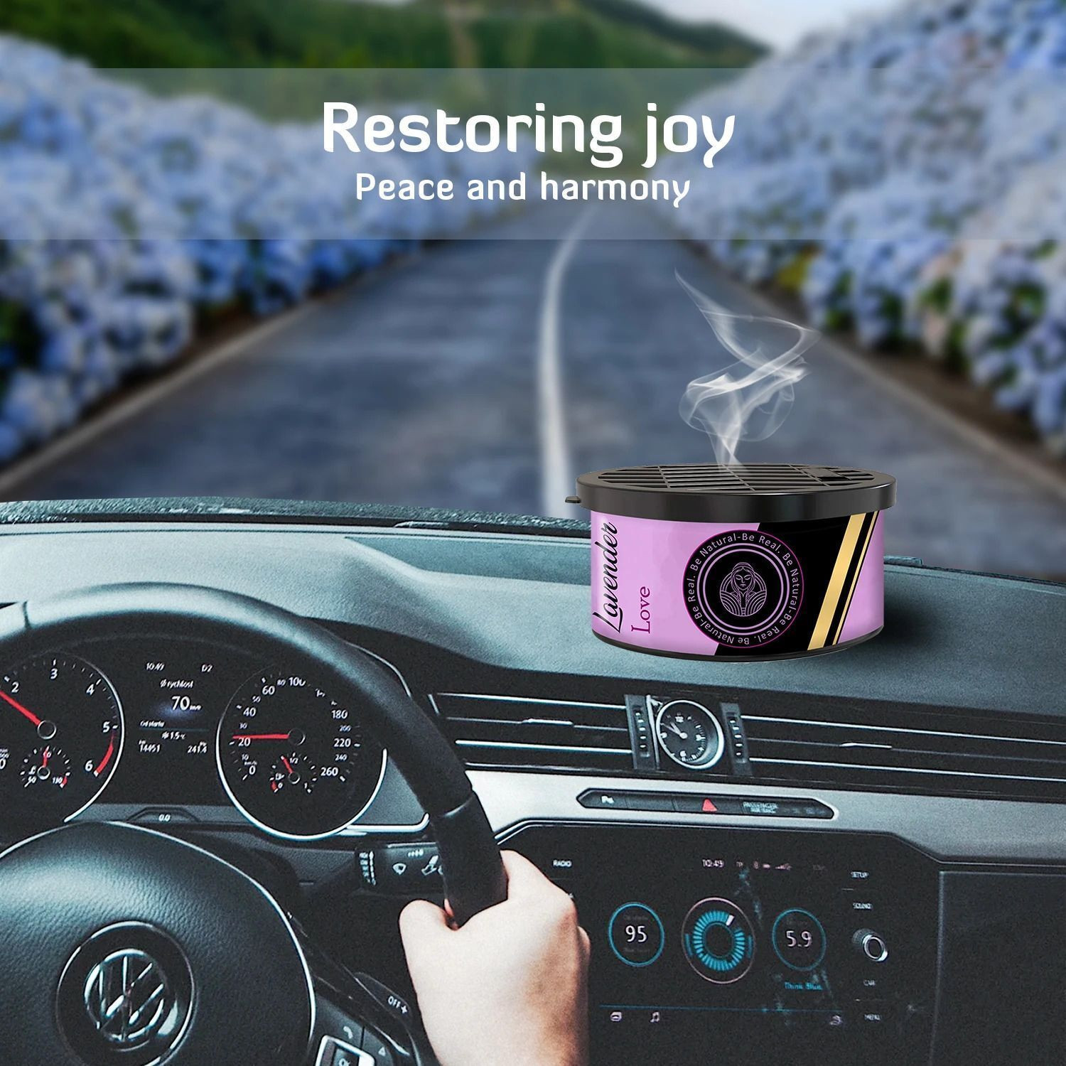 Image of The Old Natural Lavender Love Car Freshener Diffuser Lavender Love Camphor Car Freshener | Camphor based Car Freshener Perfume for Car, Home, Office