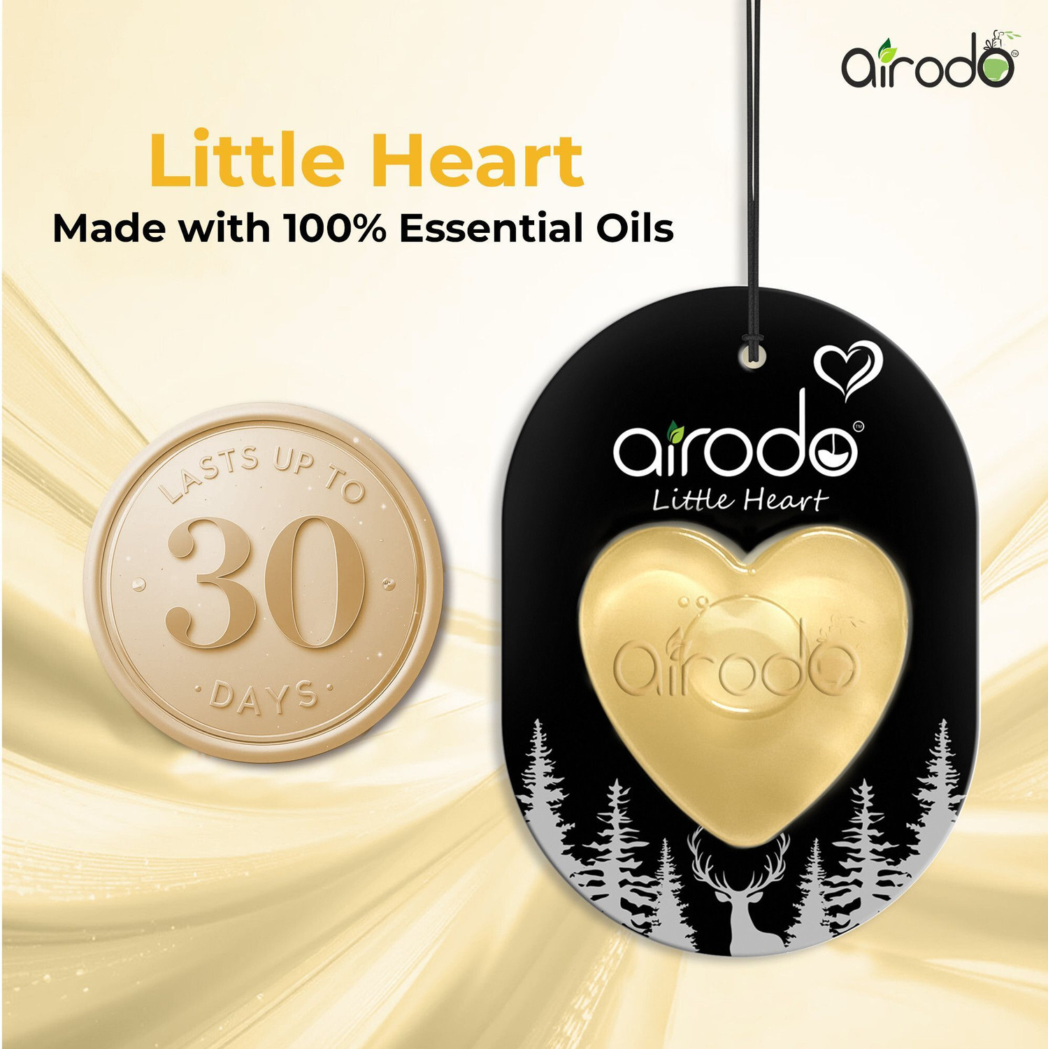 Image of AIRODO Oud&Musk Blocks Little Heart Hanging Air Freshener|Lasts 30 Days|Bathroom Office Home