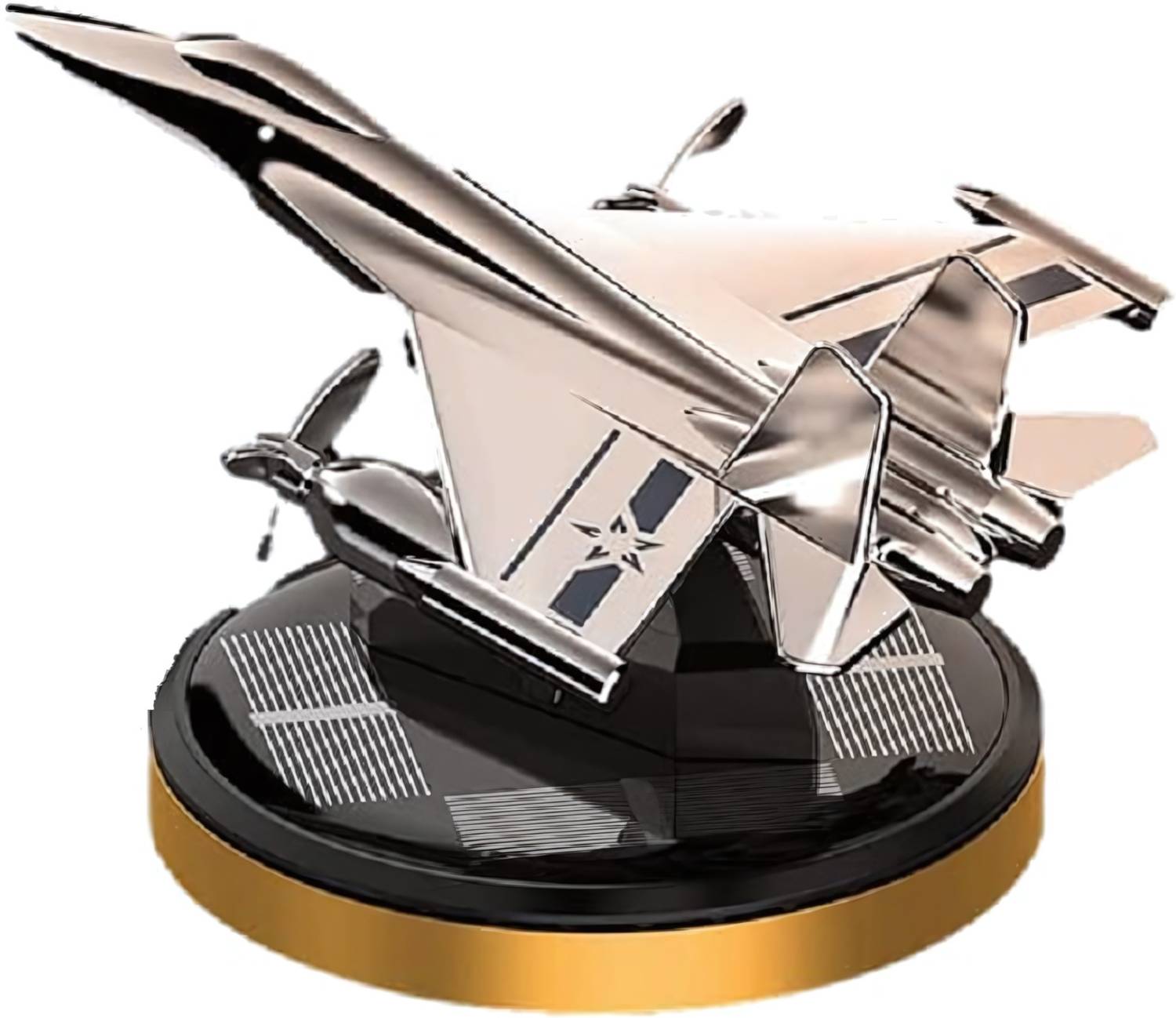 Budwill Fighter Jet Silver Metal Solar Air Freshener Golden Perfume Car Freshener Diffuser Solar Silver Fighter