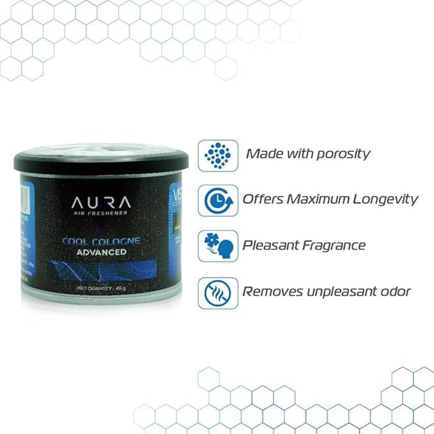 Image of VISTA AUTO Cool Cologne aroma Car Freshener Diffuser Aura Natural Fiber Car Freshener - Cool Cologne 40 g