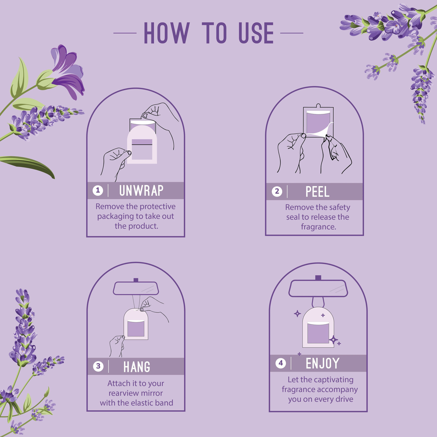 Image of Aromahpure Lavender Car Freshener Diffuser Gel Wink Hanging Perfume|Pack of 3| Long-Lasting Up to 30 Days