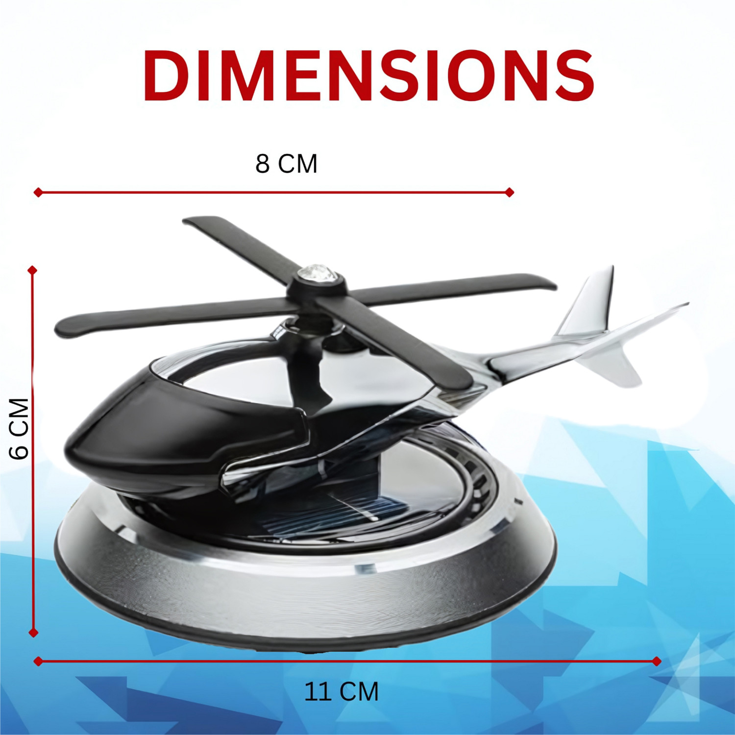 Image of GlowMyst Solar Car Rotating Helicopter Design Energy Aromatherapy Car Freshener Diffuser Solar Helicopter Car Air Freshener