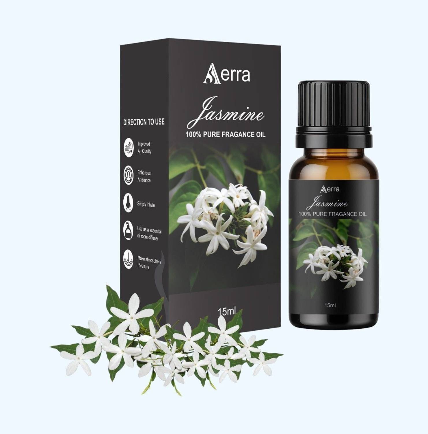 Aerra Jasmine Aroma Oil | Premium Jasmine Fragrance Oil 15ml – Natural, Long-Lasting for Puja, Diffusers, Home